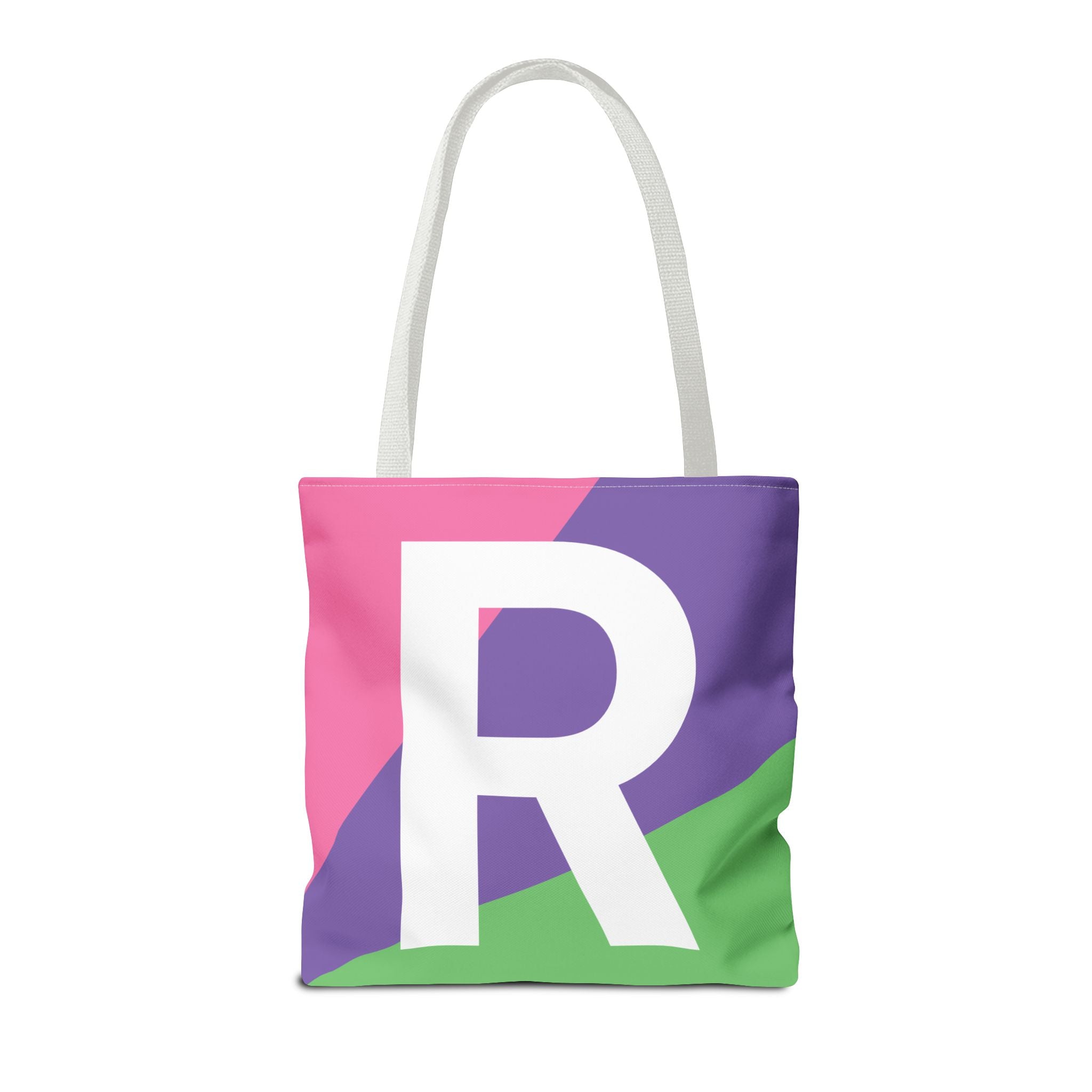 Monogram 'R' Colorblock Tote Bag — Personalized Initial R Shoulder Tote