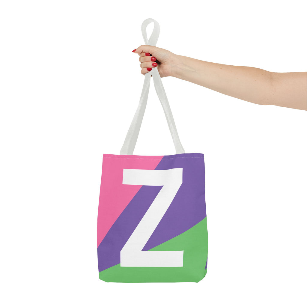 Monogram 'Z' Colorblock Tote Bag — Personalized Initial Z Shoulder Tote