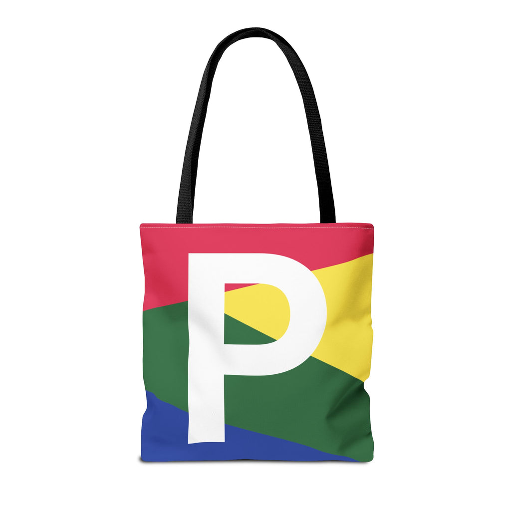 Monogram 'P' Colorblock Tote Bag — Personalized Initial P Shoulder Tote
