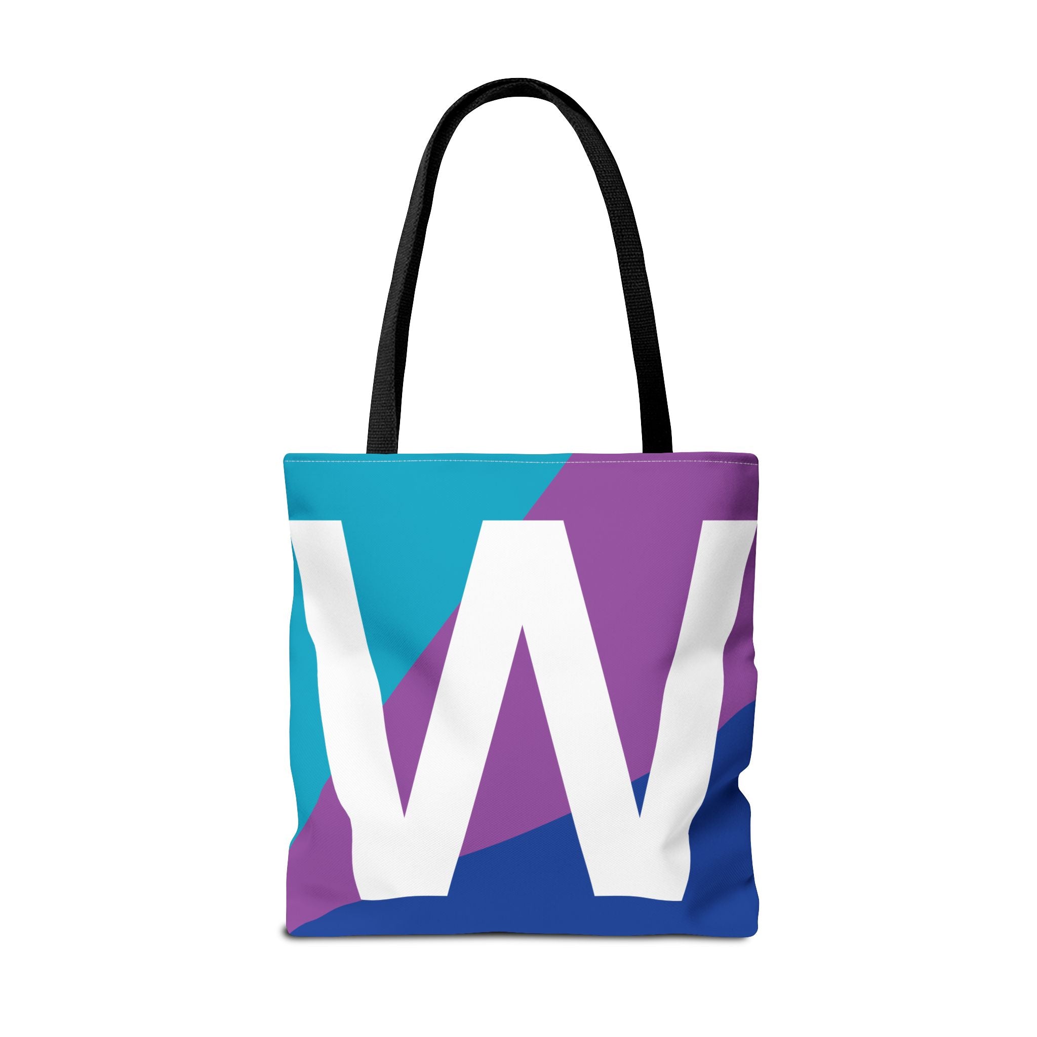 Monogram 'W' Colorblock Tote Bag — Personalized Initial W Shoulder Tote