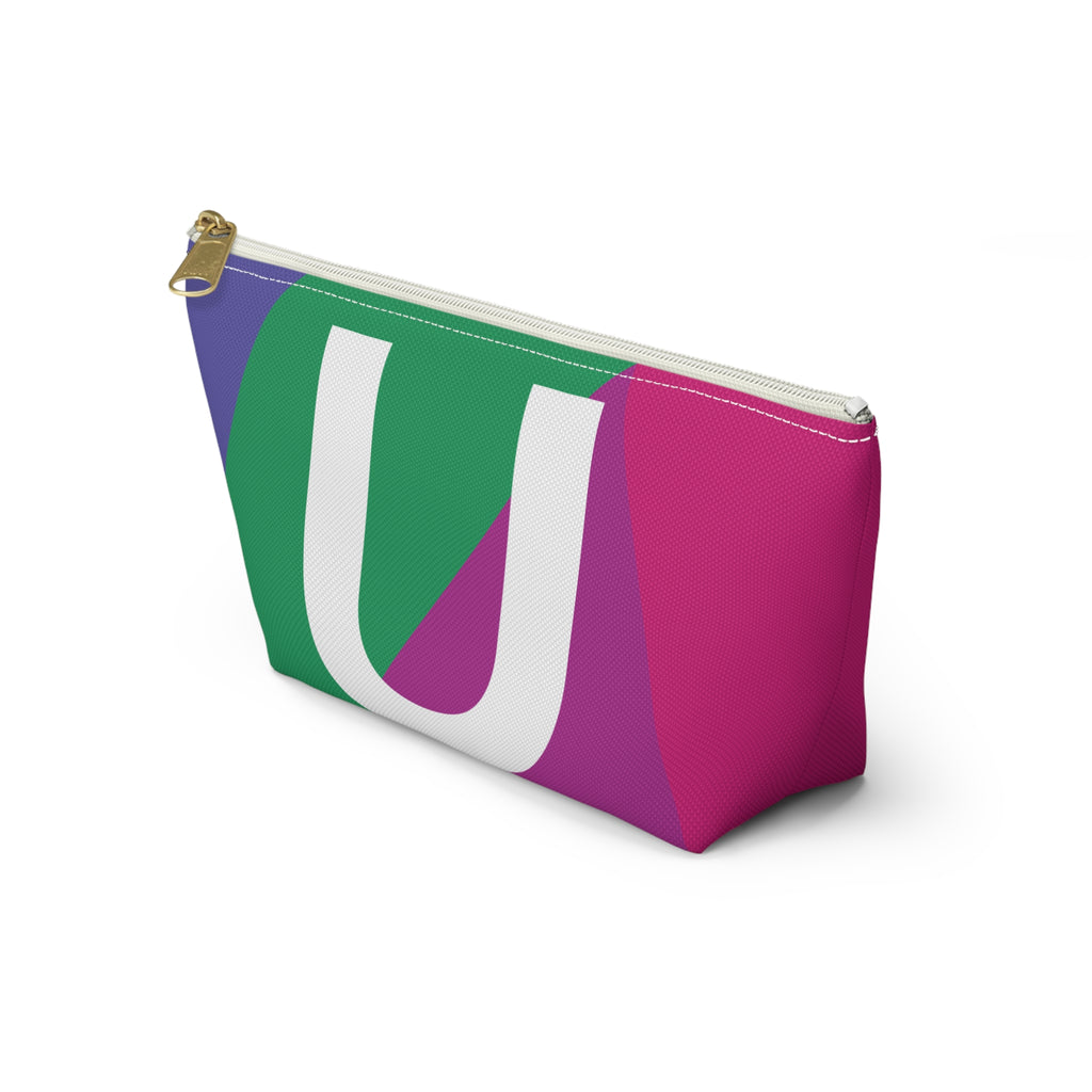 Initials Colorblock Accessory Pouch — Monogram U T-Bottom Cosmetic Bag