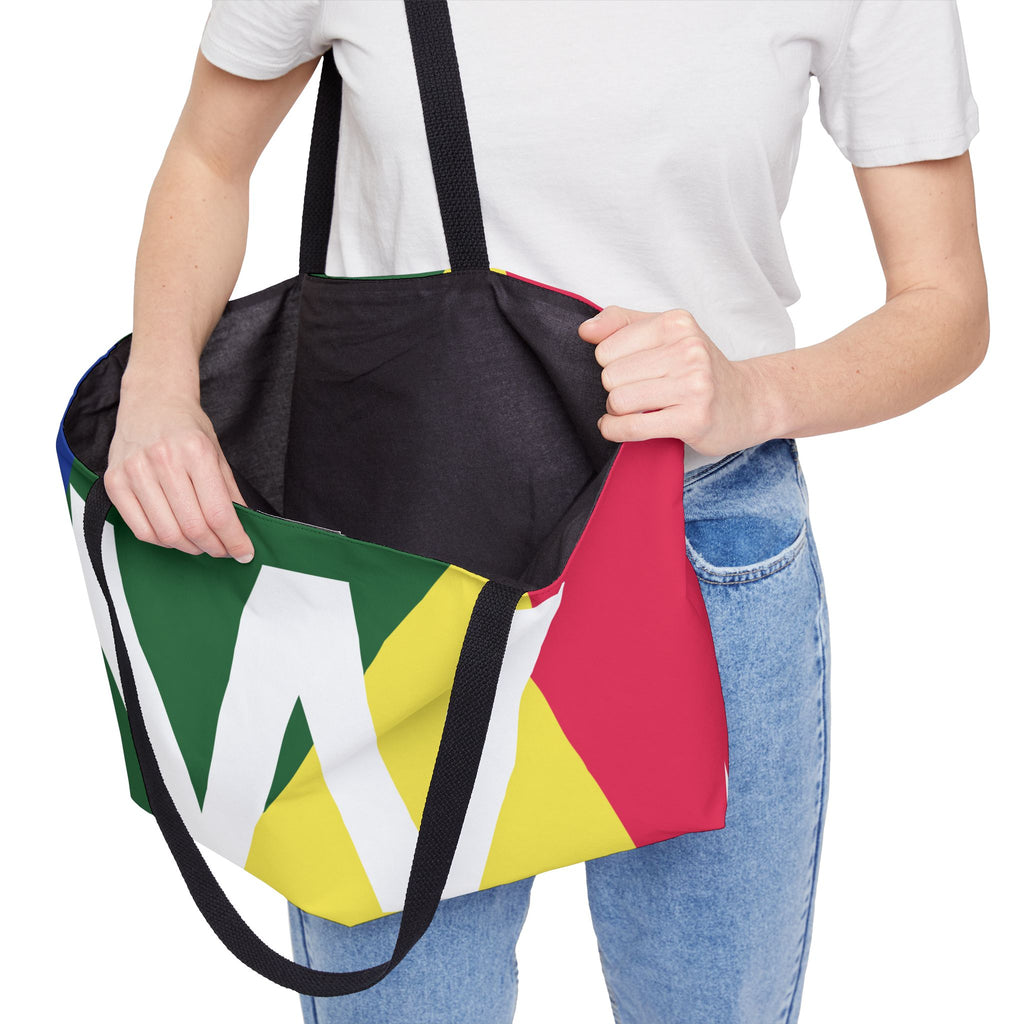 Personalized 'W' Colorblock Tote Bag — Monogram Weekender Tote