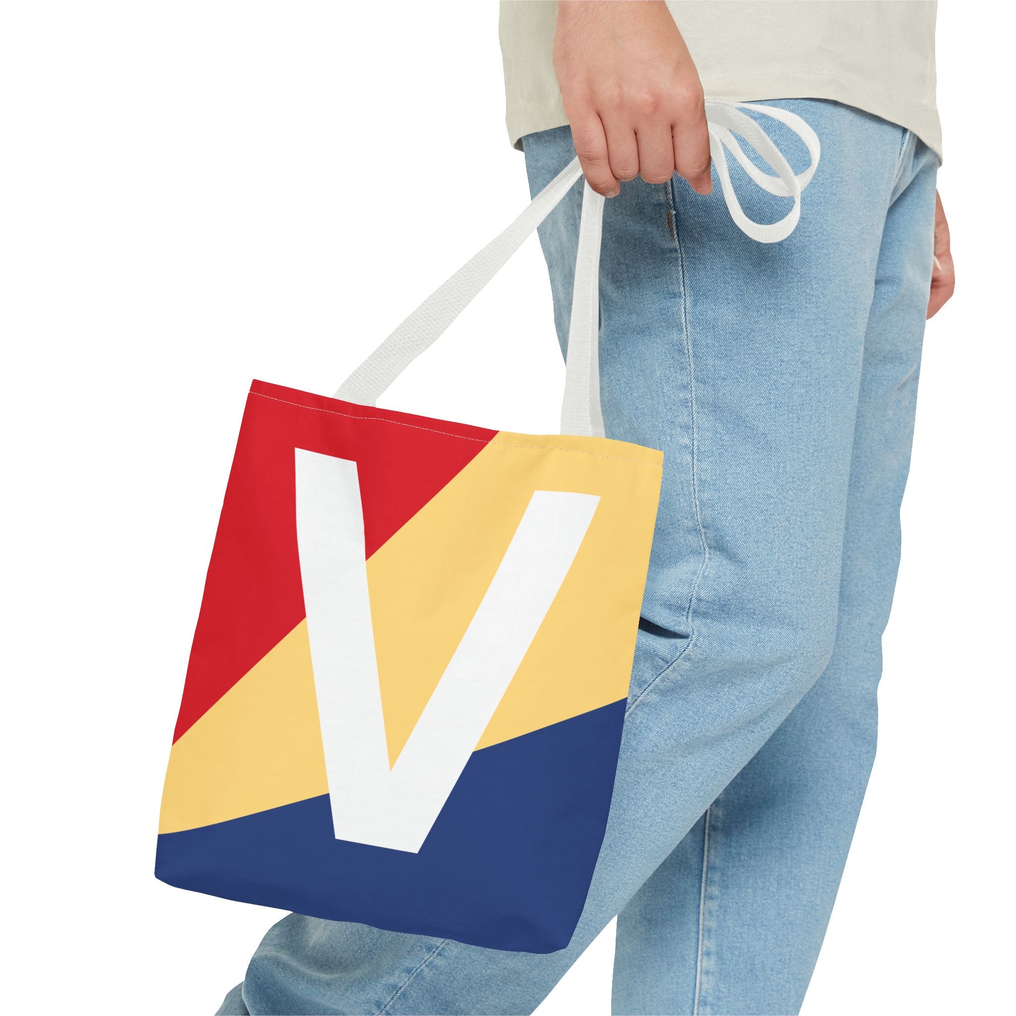 Monogram 'V' Colorblock Tote Bag — Personalized Initial V Shoulder Tote
