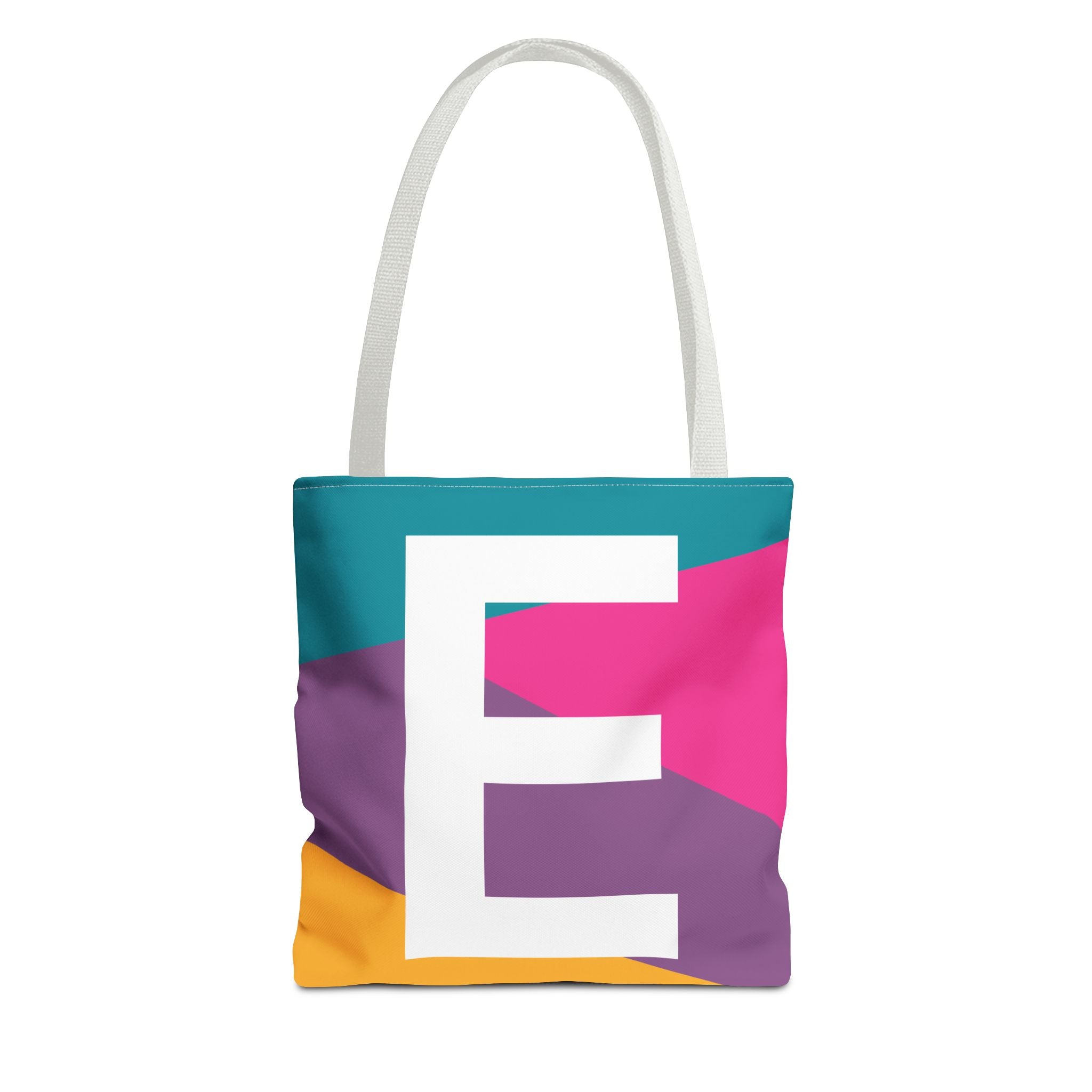 Monogram 'E' Colorblock Tote Bag — Personalized Initial E Shoulder Tote