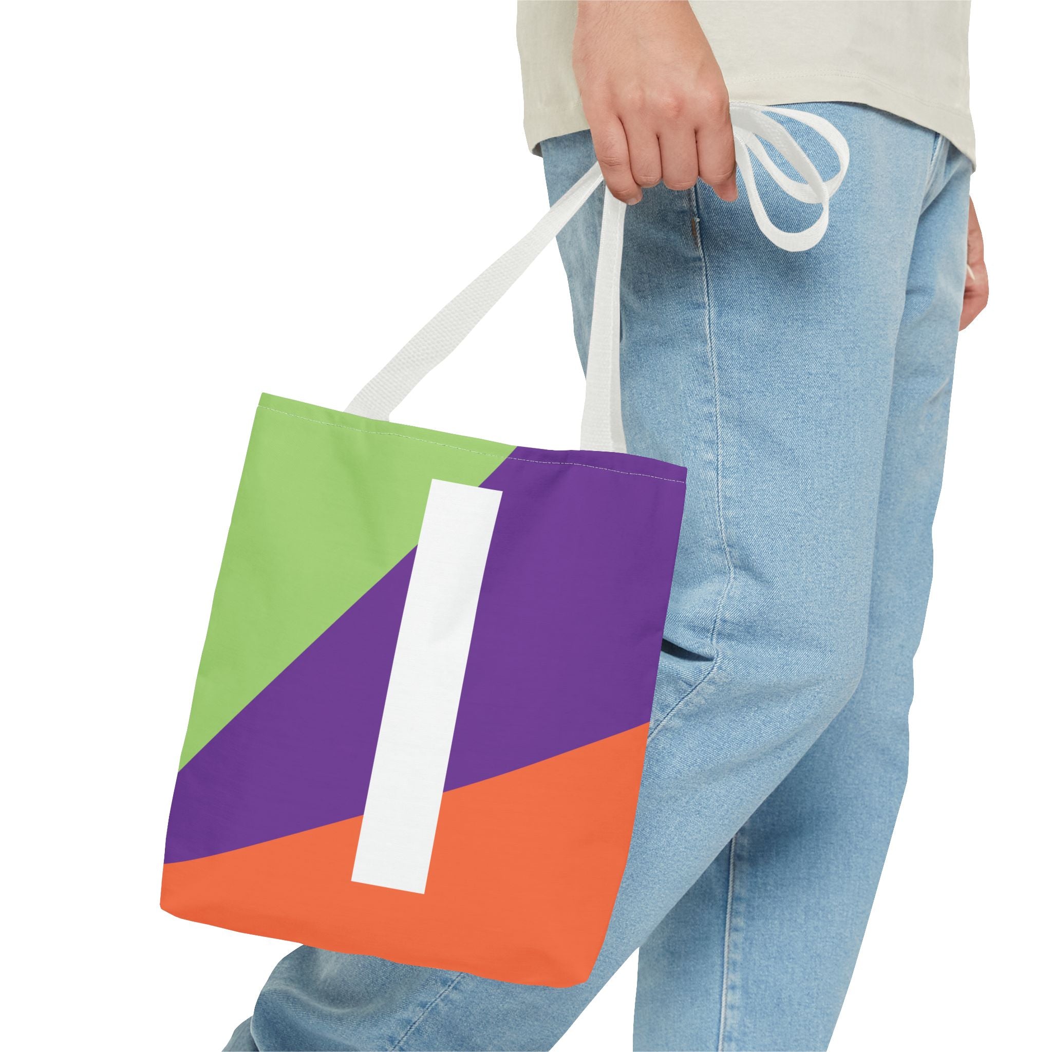 Monogram 'I' Colorblock Tote Bag — Personalized Initial I Shoulder Tote
