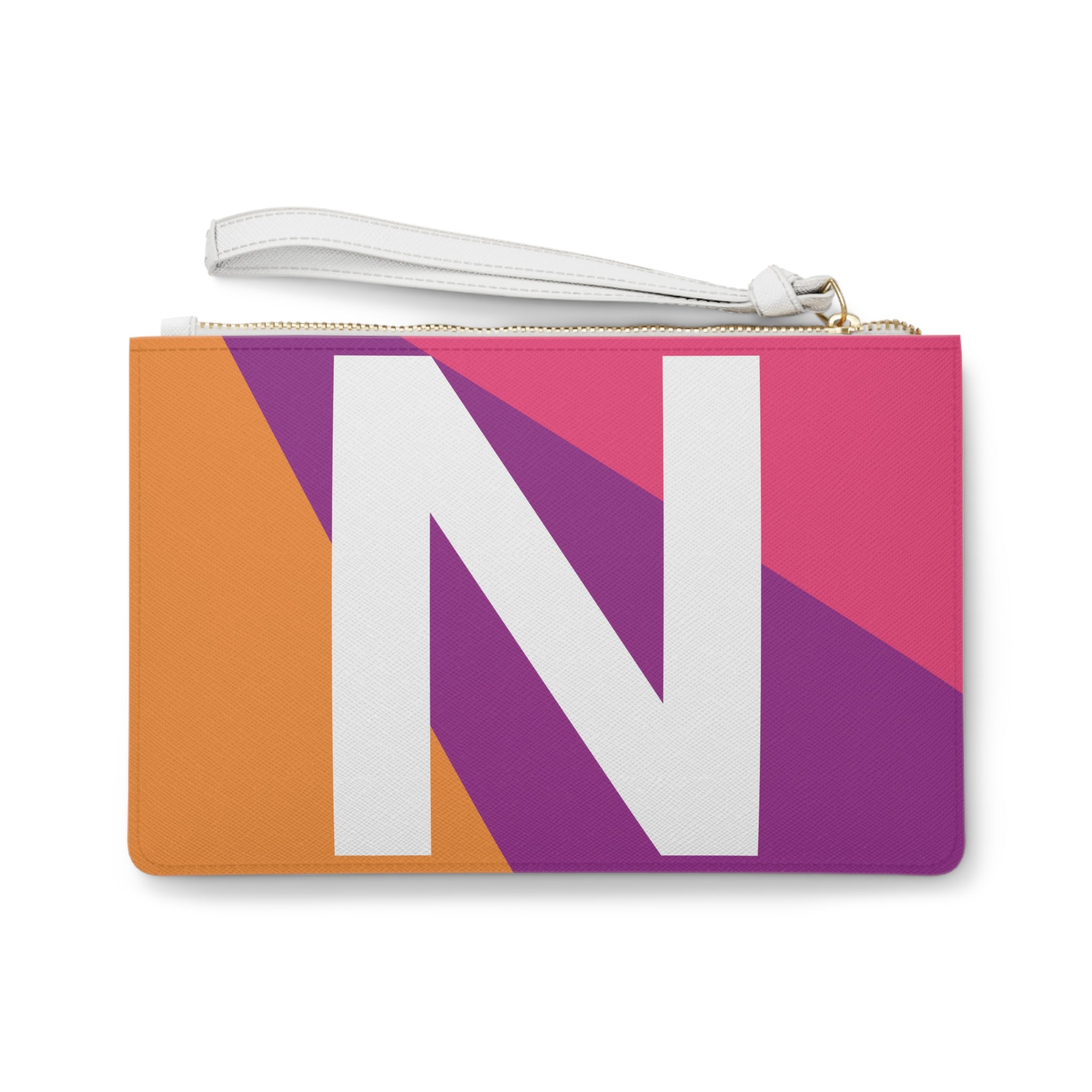 Monogram 'N' Colorblock Clutch Bag — Bold Geometric Wristlet for Everyday & Gifts