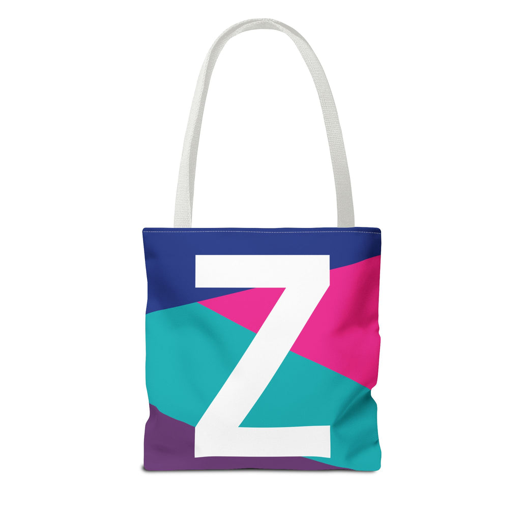 Monogram 'Z' Colorblock Tote Bag — Personalized Initial Z Shoulder Tote