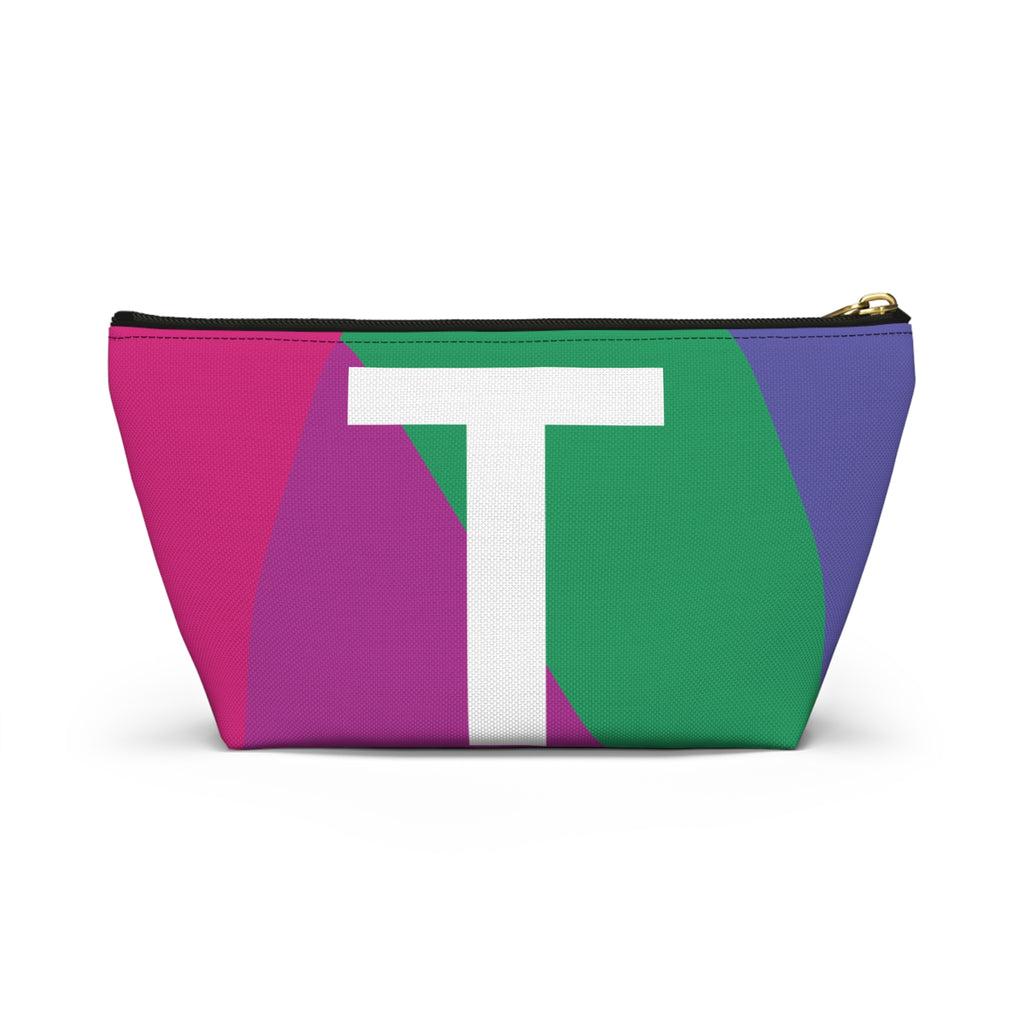 Initials Colorblock Accessory Pouch — Monogram T T-Bottom Cosmetic Bag