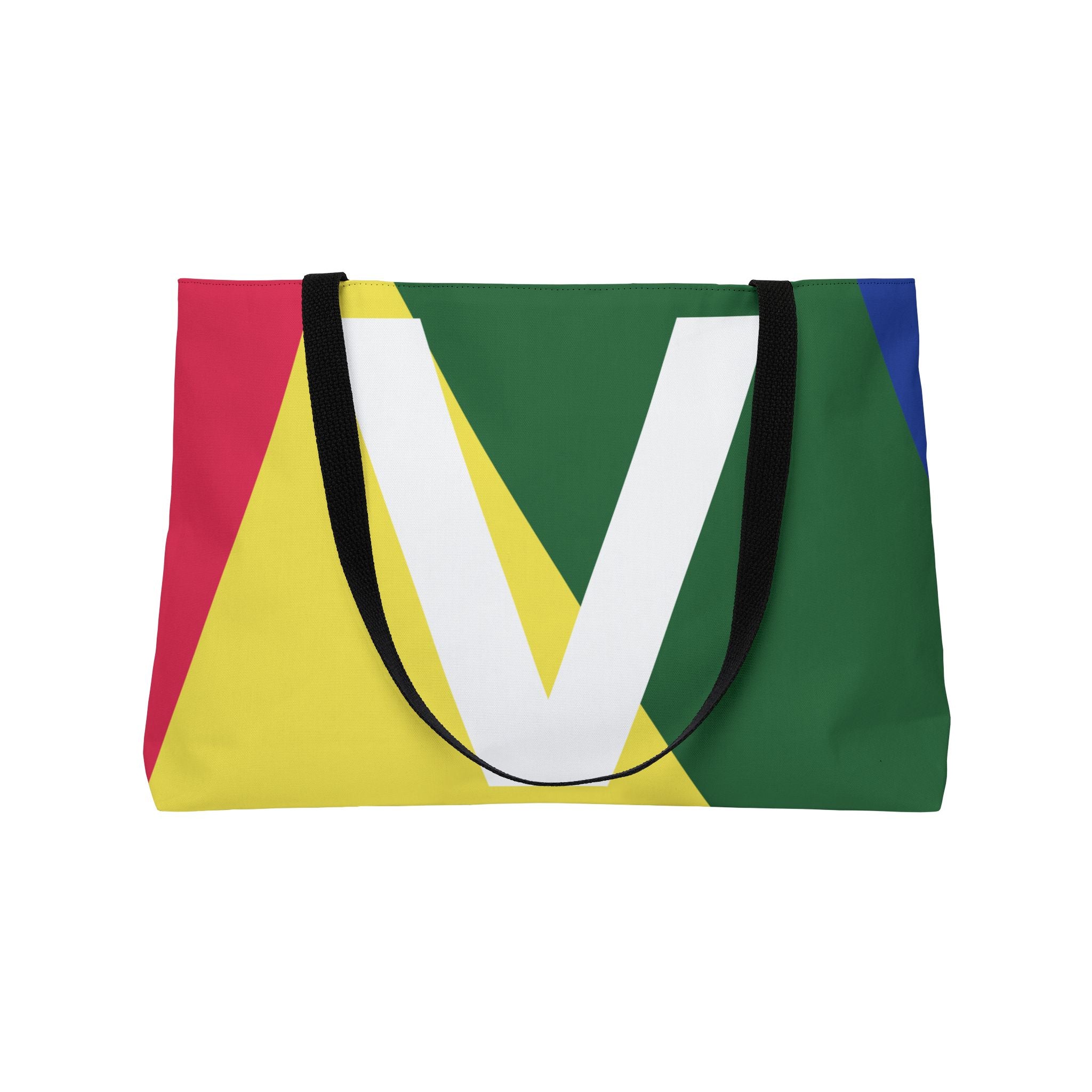 Personalized 'V' Colorblock Tote Bag — Monogram Weekender Tote