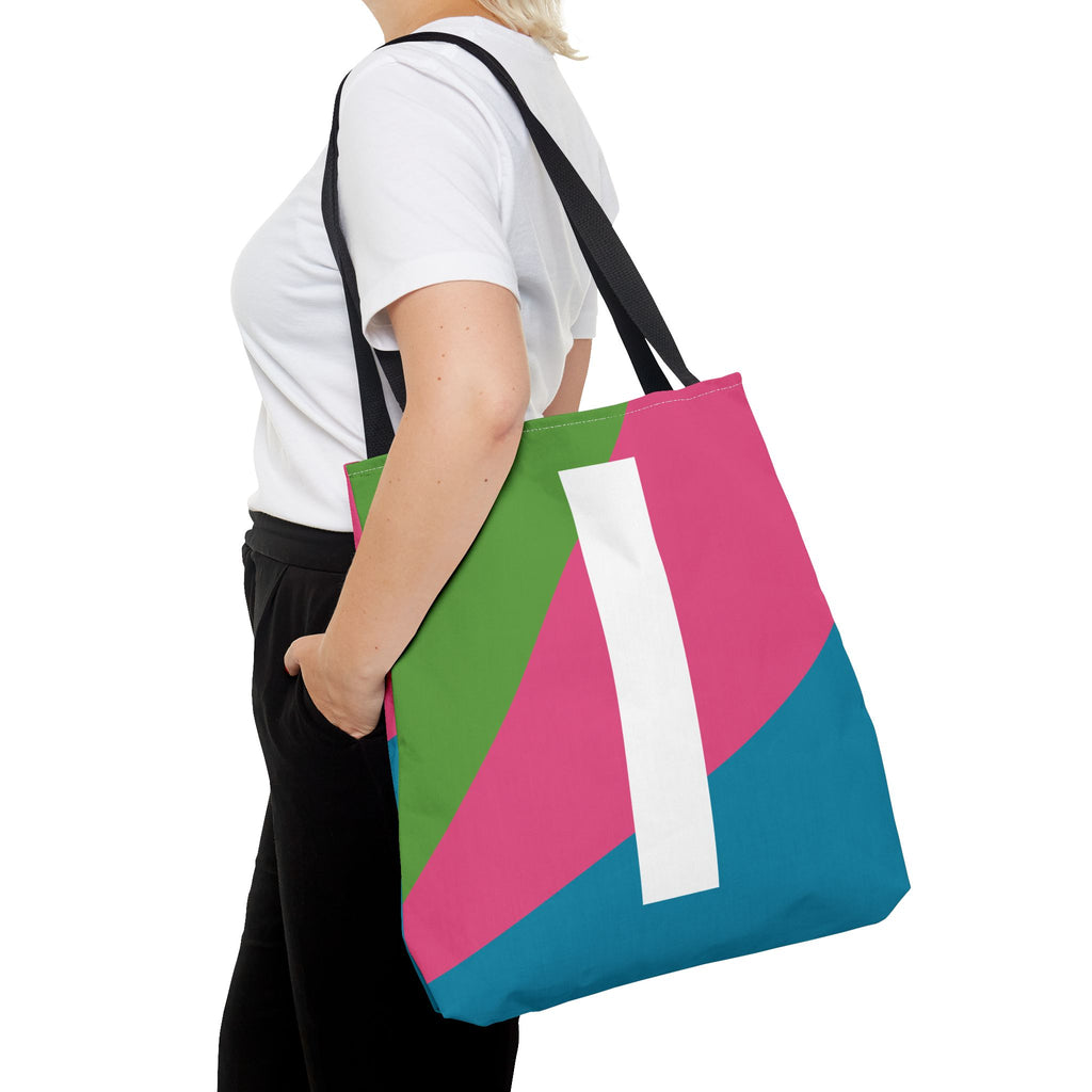 Monogram 'I' Colorblock Tote Bag — Personalized Initial I Shoulder Tote