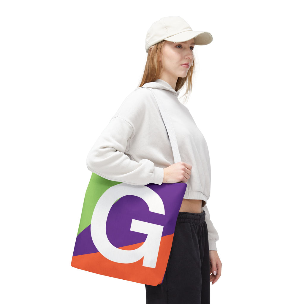 Monogram 'G' Colorblock Tote Bag — Personalized Initial G Shoulder Tote