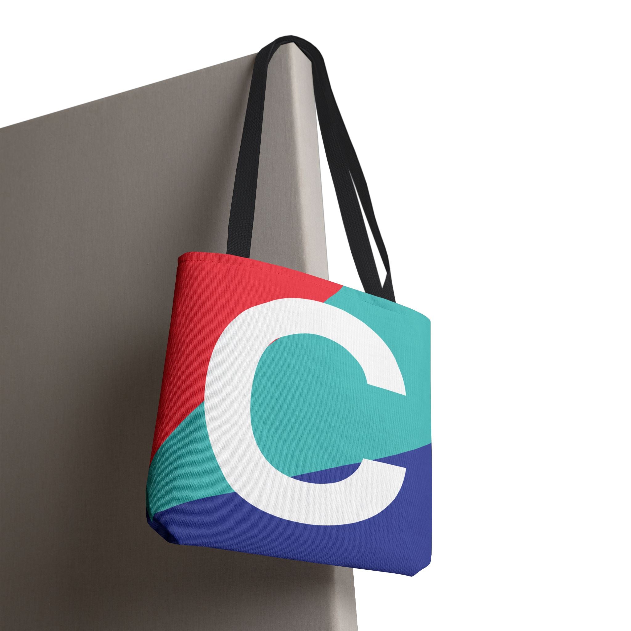 Monogram 'C' Colorblock Tote Bag — Personalized Initial C Shoulder Tote