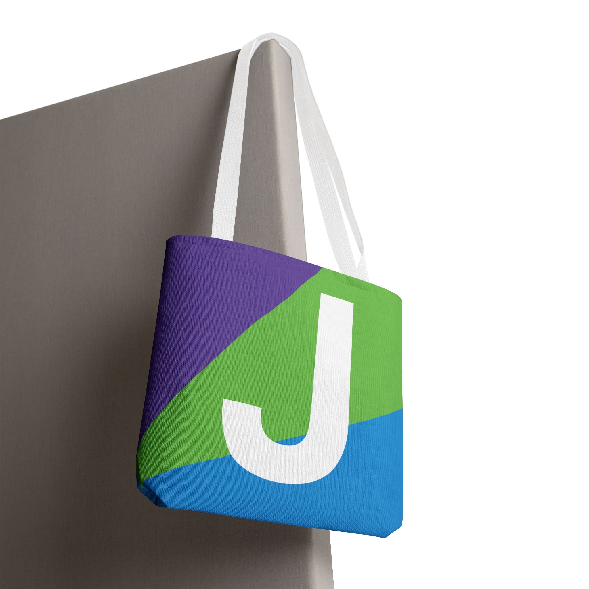 Monogram 'J' Colorblock Tote Bag — Personalized Initial J Shoulder Tote