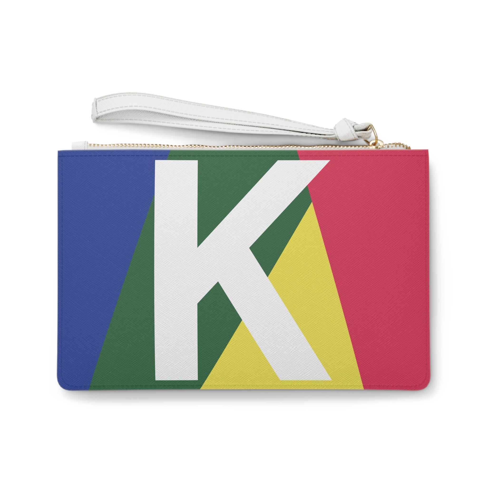 Monogram 'K' Colorblock Clutch Bag — Bold Geometric Wristlet for Everyday & Gifts