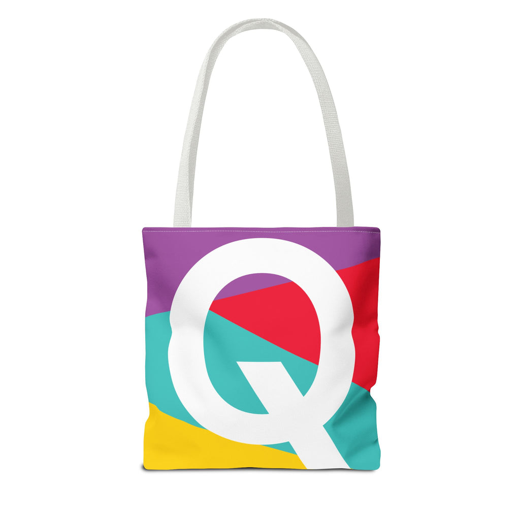 Monogram 'Q' Colorblock Tote Bag — Personalized Initial Q Shoulder Tote