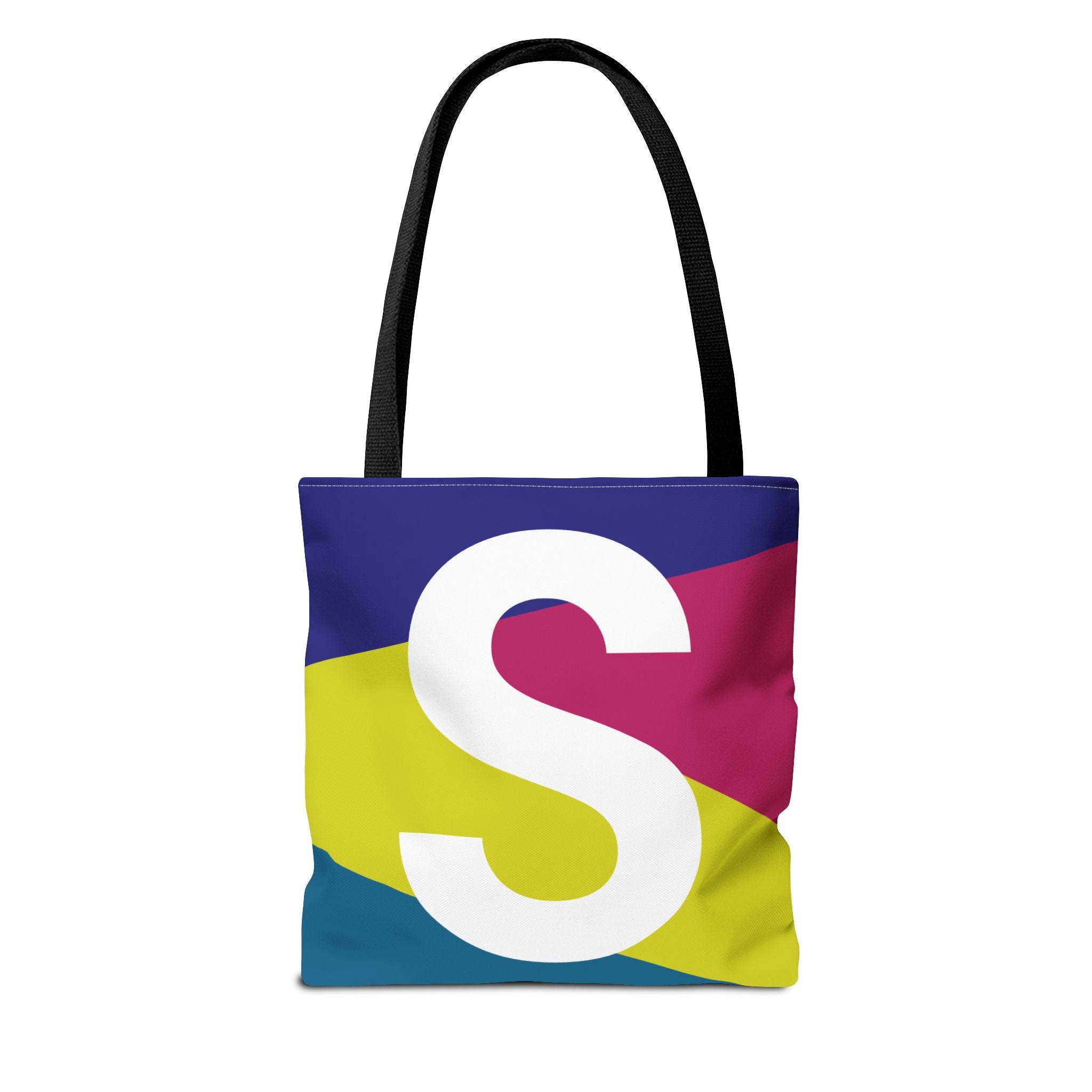 Monogram 'S' Colorblock Tote Bag — Personalized Initial S Shoulder Tote