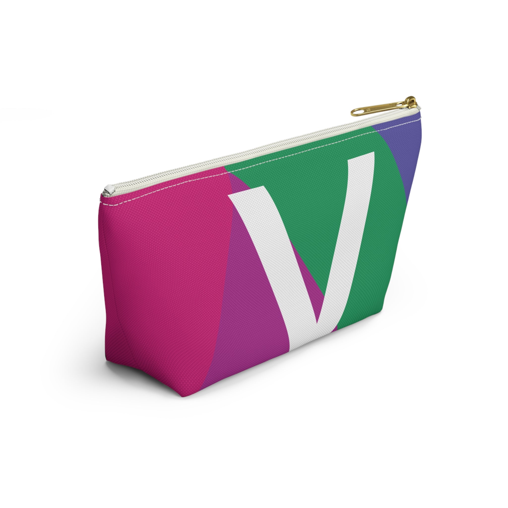 Initials Colorblock Accessory Pouch — Monogram V T-Bottom Cosmetic Bag