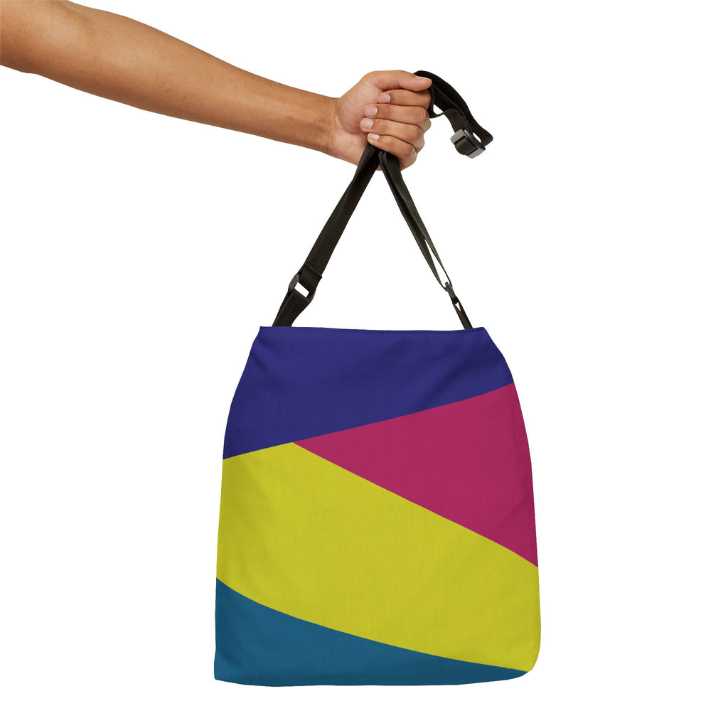 Colorblock Geometric Tote Bag — Adjustable Strap, Bright Abstract Pattern