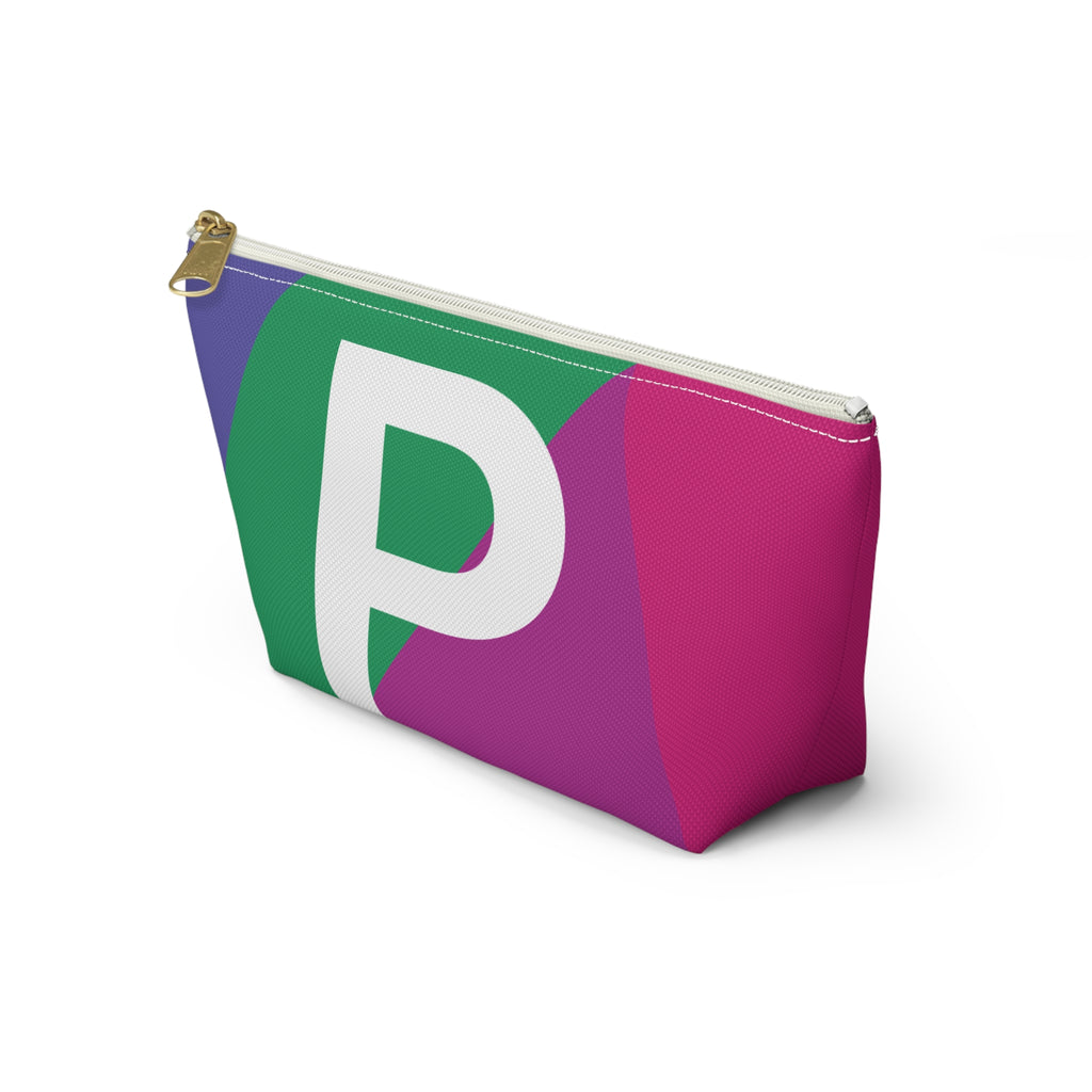 Initials Colorblock Accessory Pouch — Monogram P T-Bottom Cosmetic Bag