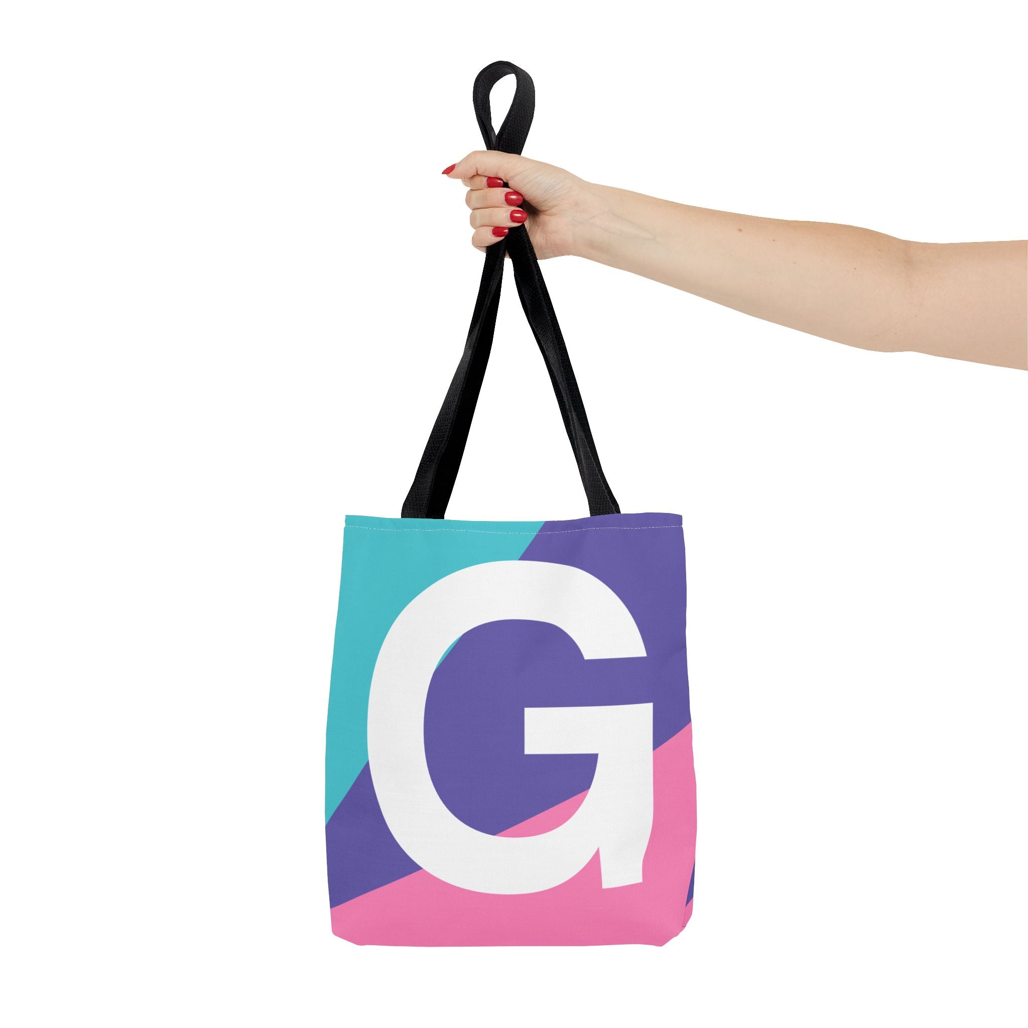 Monogram 'G' Colorblock Tote Bag — Personalized Initial G Shoulder Tote