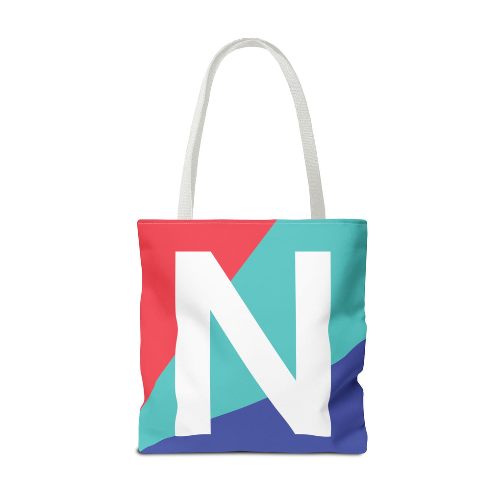 Monogram 'N' Colorblock Tote Bag — Personalized Initial N Shoulder Tote