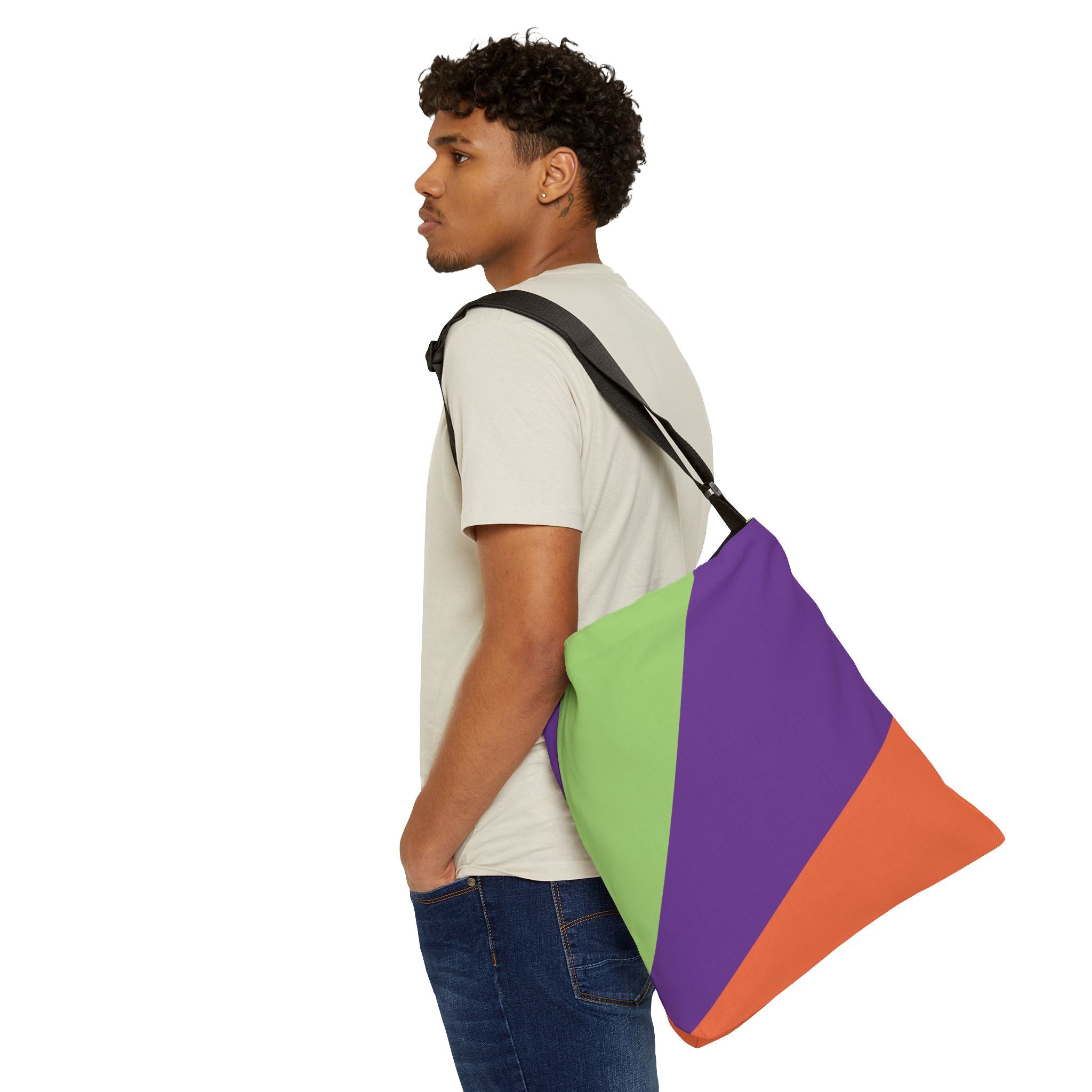 Colorblock Geometric Tote Bag — Adjustable Strap, Bright Abstract Pattern