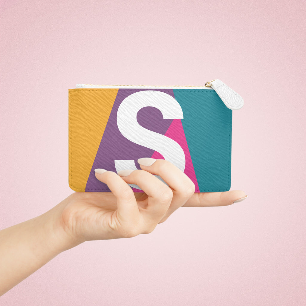 Initial S Mini Clutch — Colorblock Monogram Wristlet Wallet
