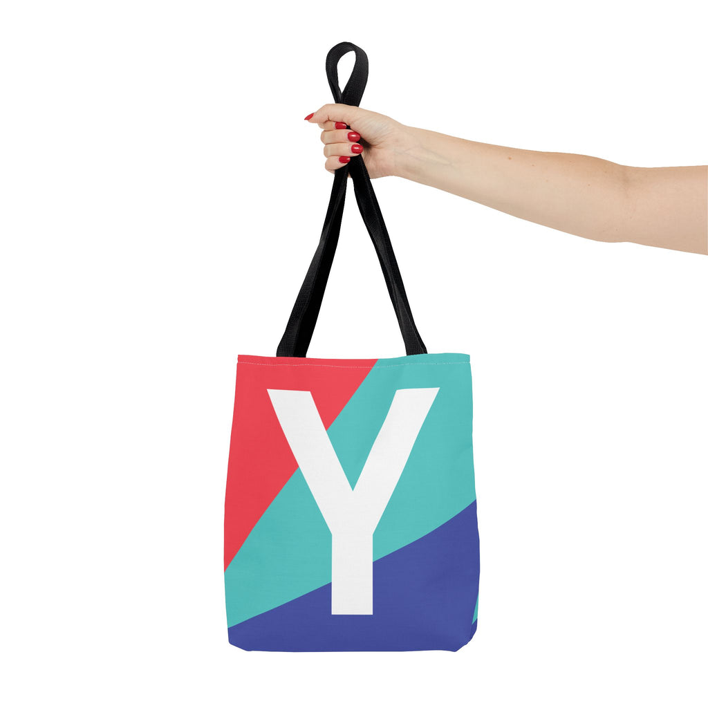 Monogram 'Y' Colorblock Tote Bag — Personalized Initial Y Shoulder Tote