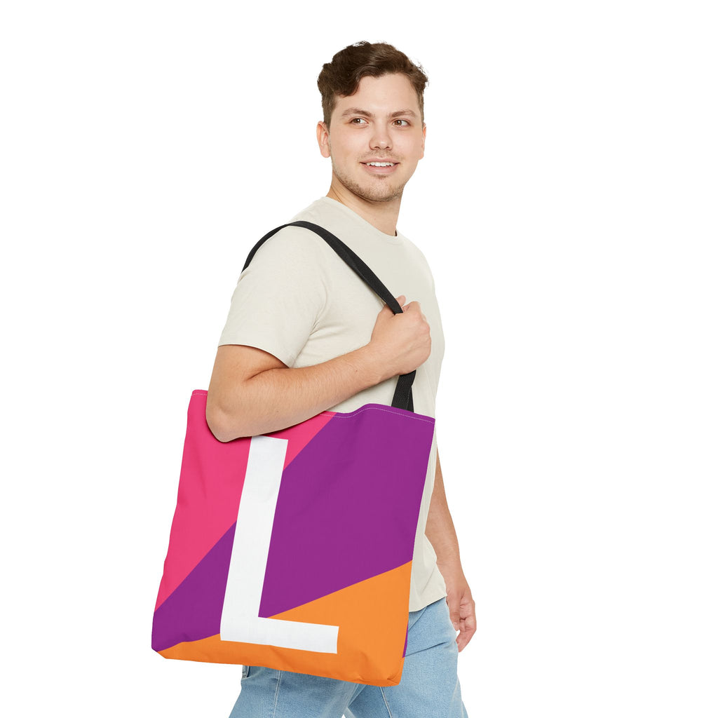 Monogram 'L' Colorblock Tote Bag — Personalized Initial L Shoulder Tote
