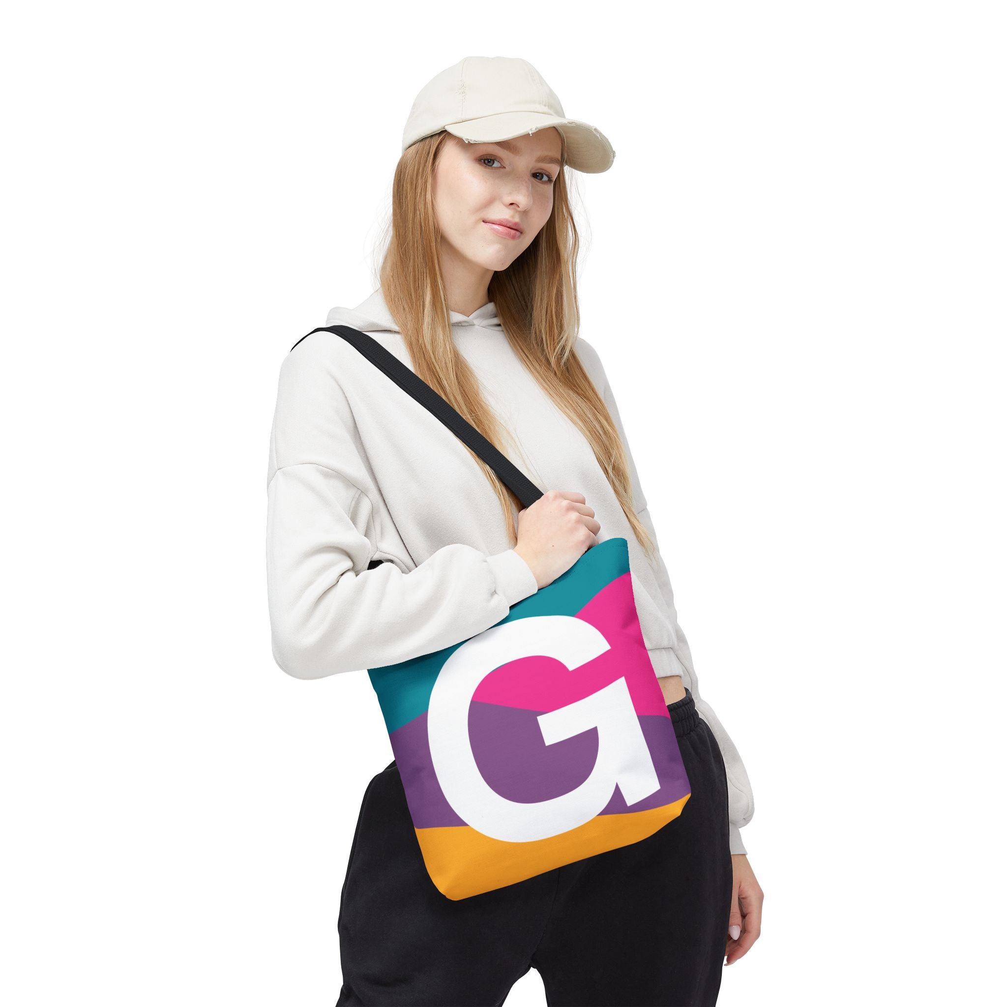 Monogram 'G' Colorblock Tote Bag — Personalized Initial G Shoulder Tote
