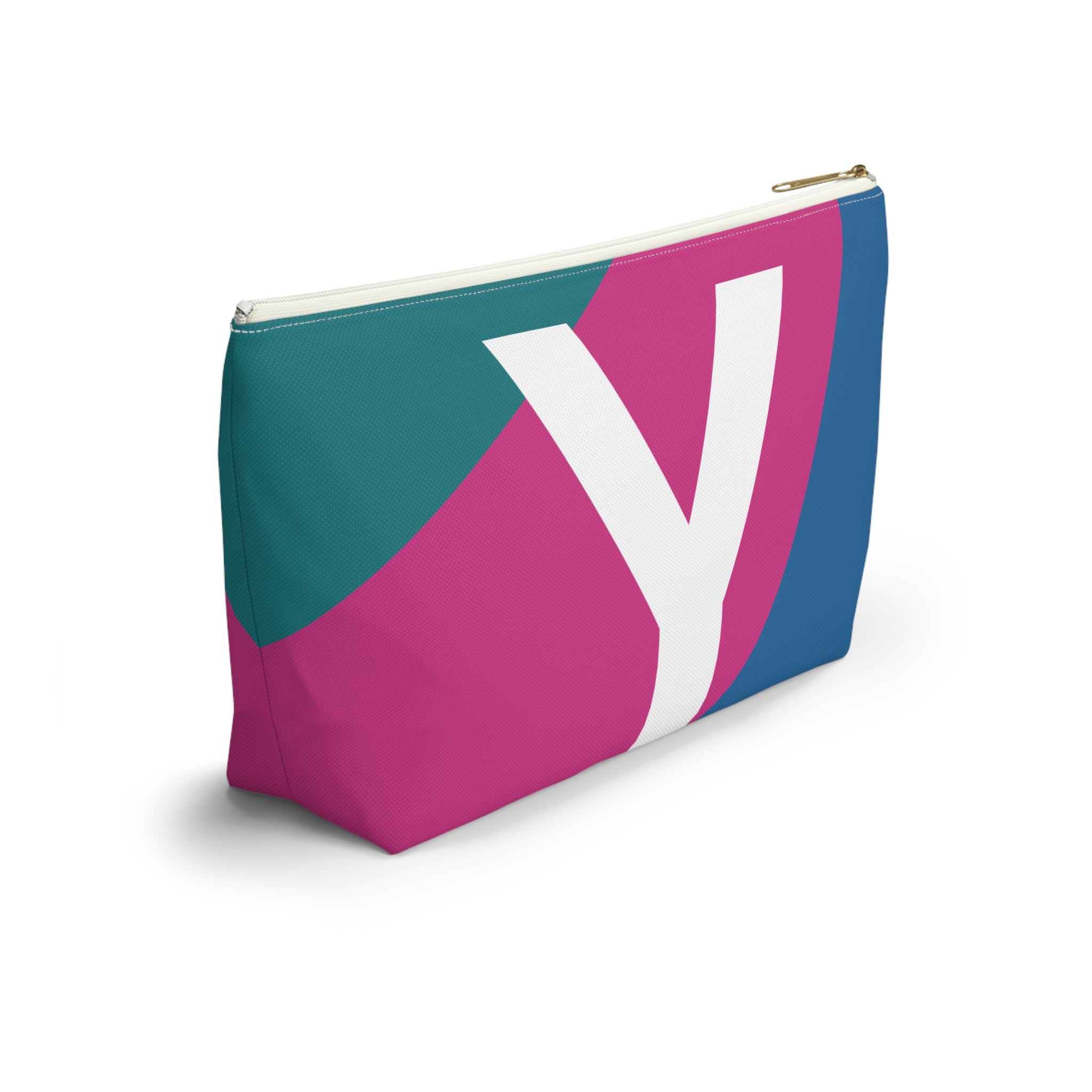 Initials Colorblock Accessory Pouch — Monogram Y T-Bottom Cosmetic Bag