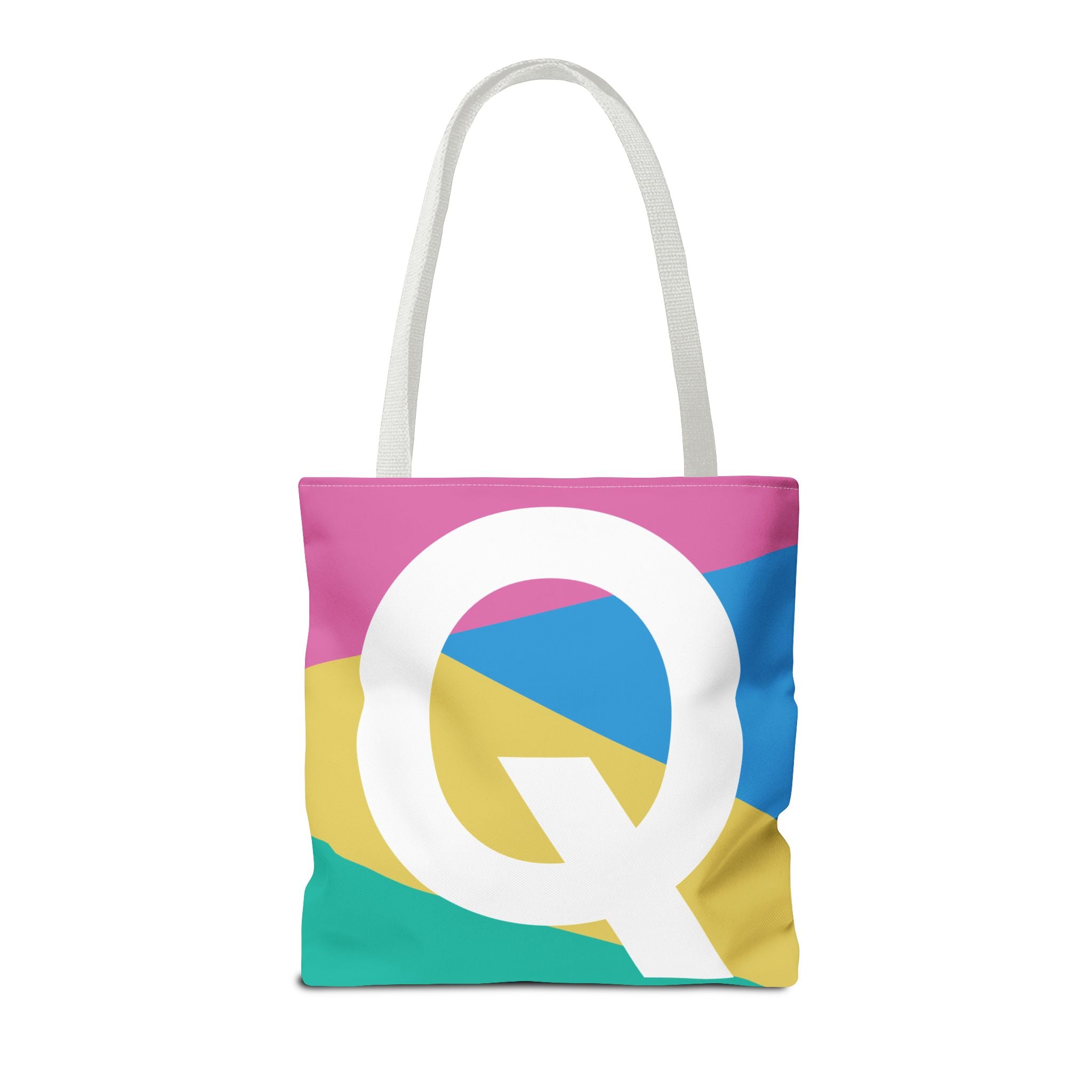 Monogram 'Q' Colorblock Tote Bag — Personalized Initial Q Shoulder Tote