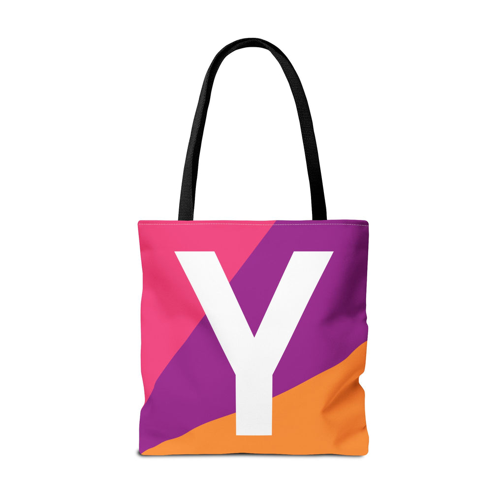 Monogram 'Y' Colorblock Tote Bag — Personalized Initial Y Shoulder Tote