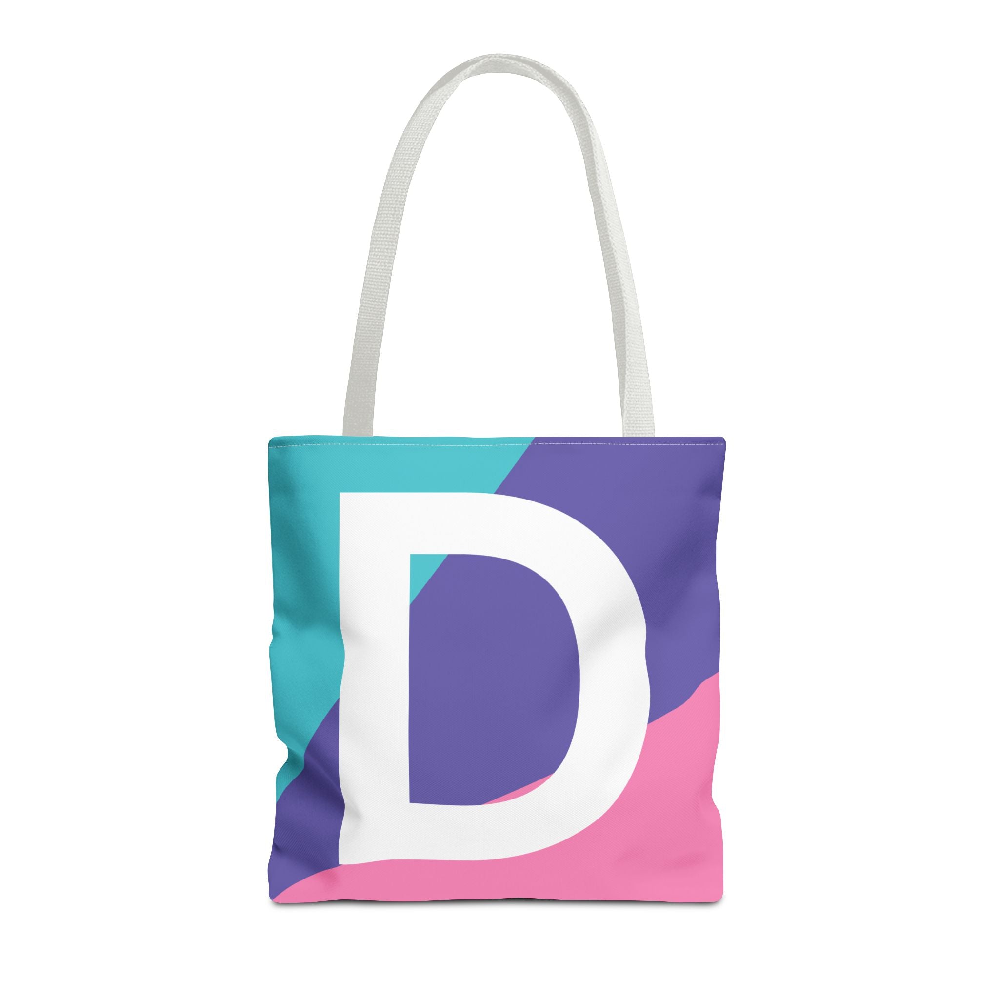 Monogram 'D' Colorblock Tote Bag — Personalized Initial D Shoulder Tote