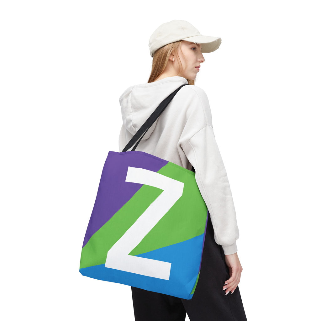 Monogram 'Z' Colorblock Tote Bag — Personalized Initial Z Shoulder Tote