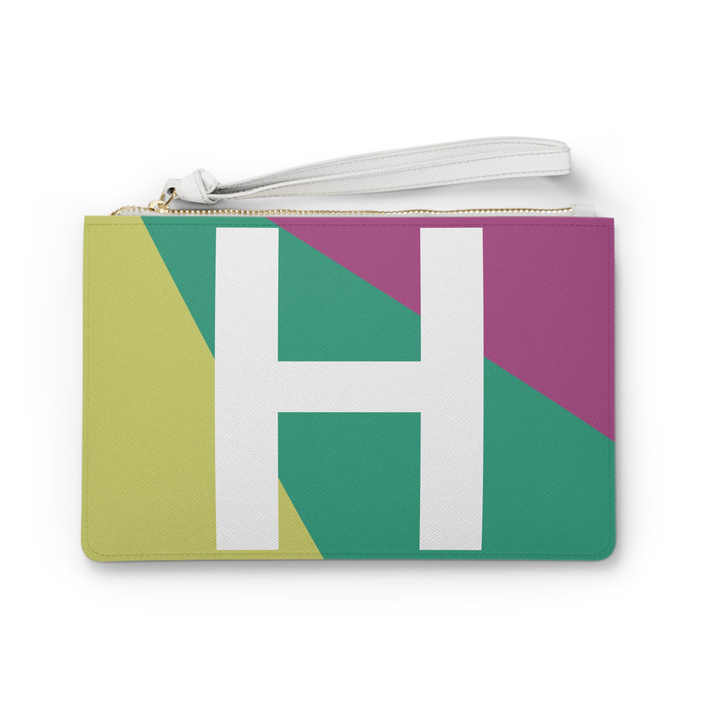 Monogram 'H' Colorblock Clutch Bag — Bold Geometric Wristlet for Everyday & Gifts