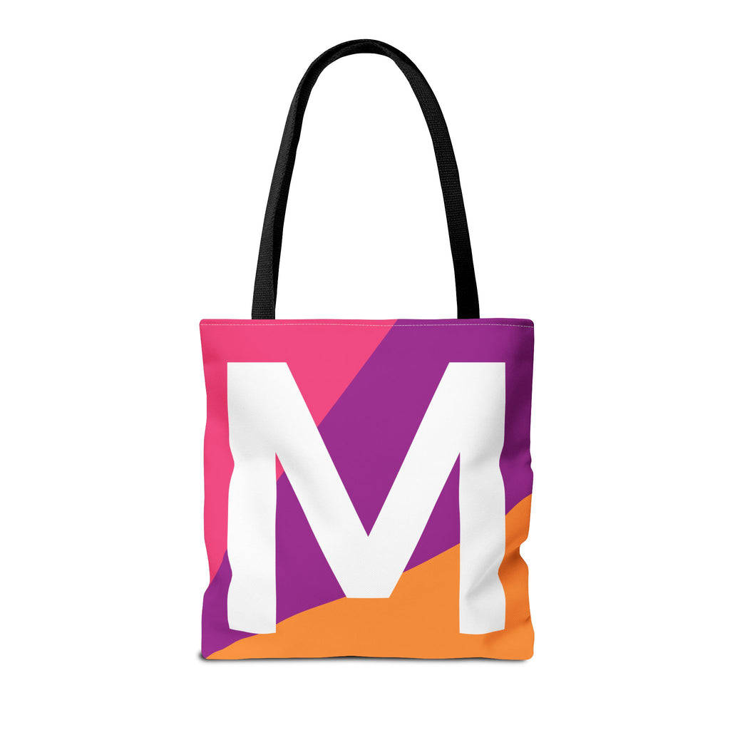 Monogram 'M' Colorblock Tote Bag — Personalized Initial M Shoulder Tote
