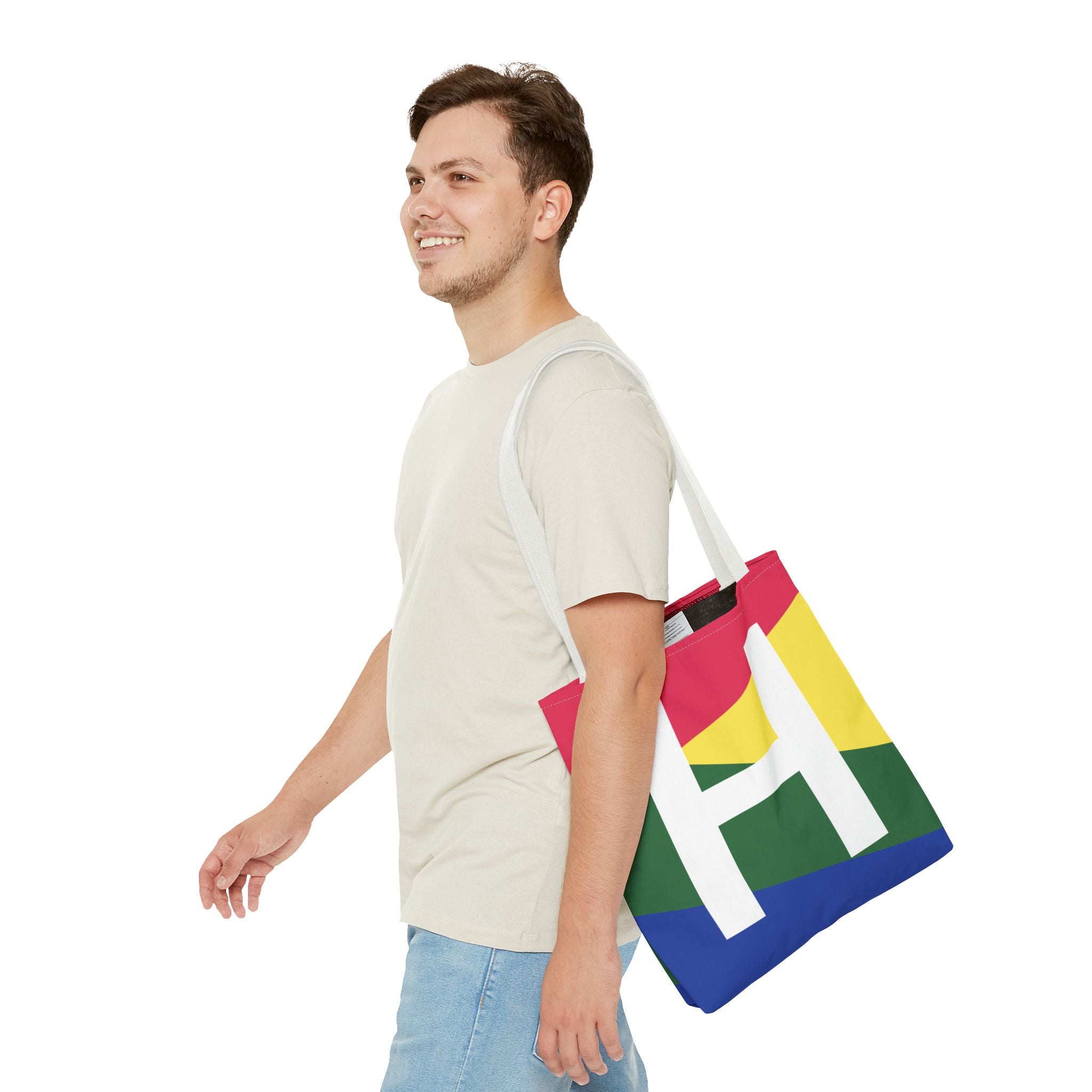 Monogram 'H' Colorblock Tote Bag — Personalized Initial H Shoulder Tote