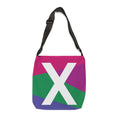 Initial Letter 'X' Colorblock Adjustable Tote Bag — Monogram Alphabet Shoulder Bag