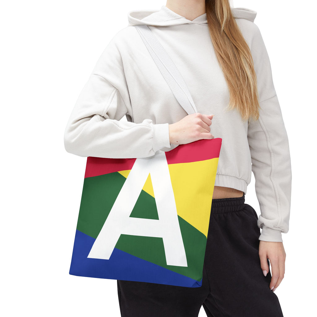 Monogram 'A' Colorblock Tote Bag — Personalized Initial A Shoulder Tote