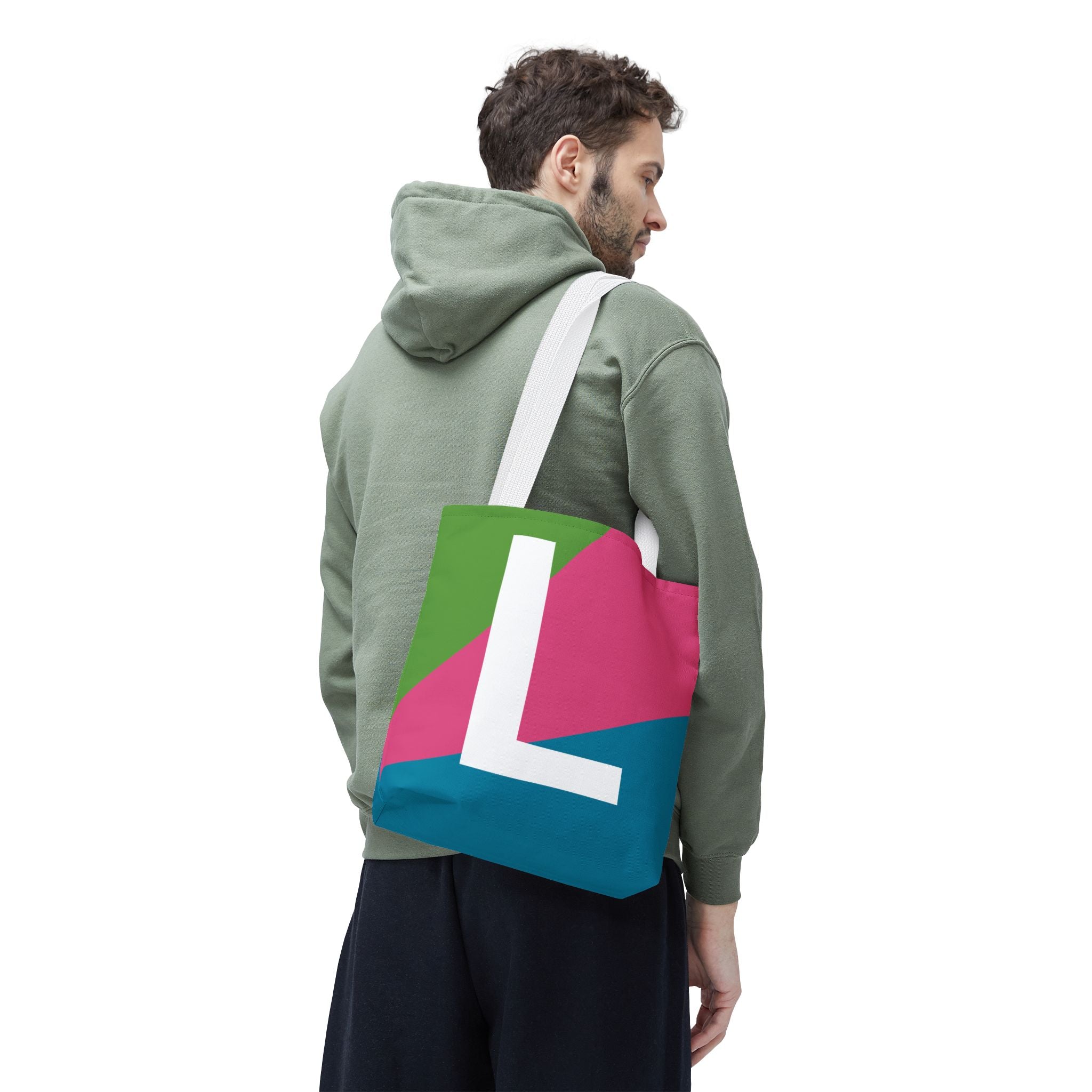 Monogram 'L' Colorblock Tote Bag — Personalized Initial L Shoulder Tote