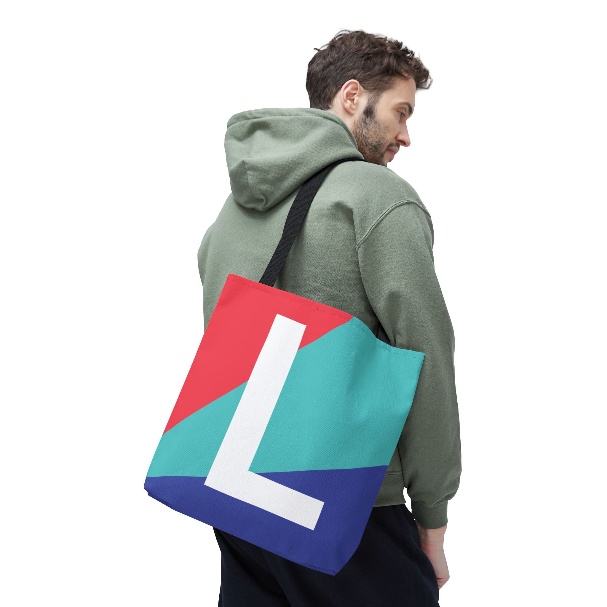 Monogram 'L' Colorblock Tote Bag — Personalized Initial L Shoulder Tote