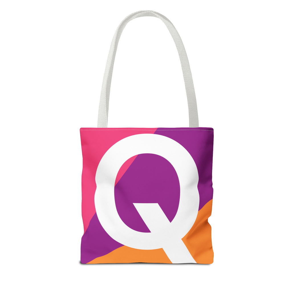 Monogram 'Q' Colorblock Tote Bag — Personalized Initial Q Shoulder Tote