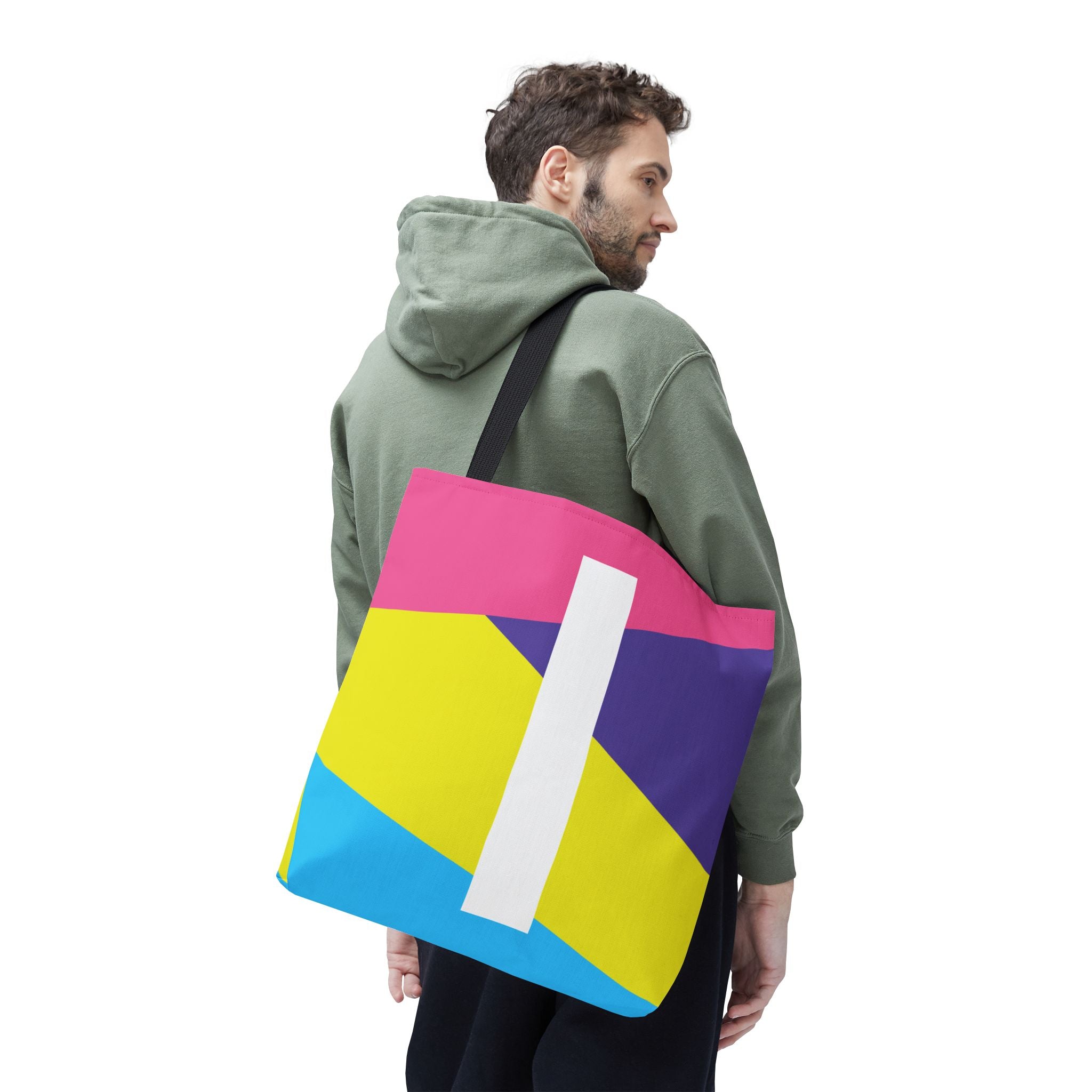 Monogram 'I' Colorblock Tote Bag — Personalized Initial I Shoulder Tote