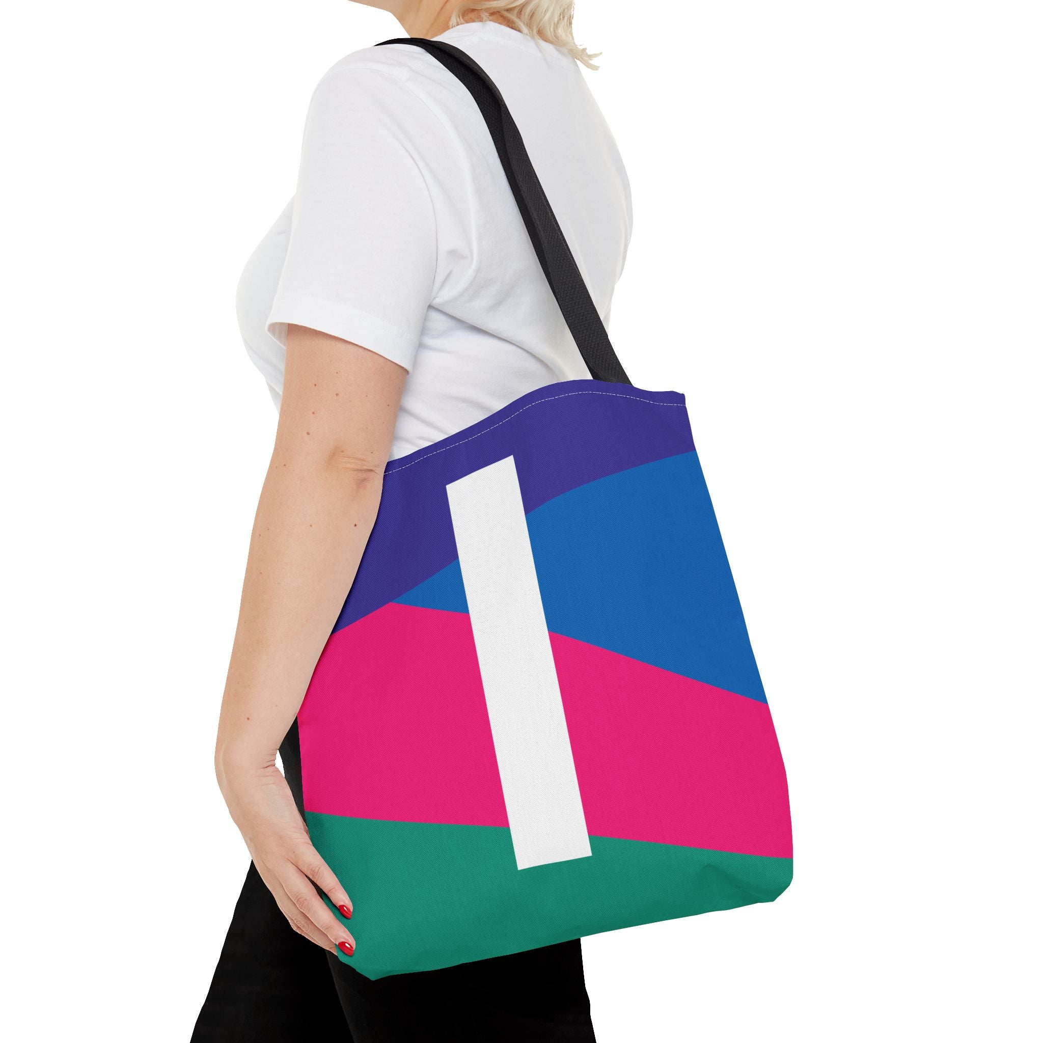 Monogram 'I' Colorblock Tote Bag — Personalized Initial I Shoulder Tote