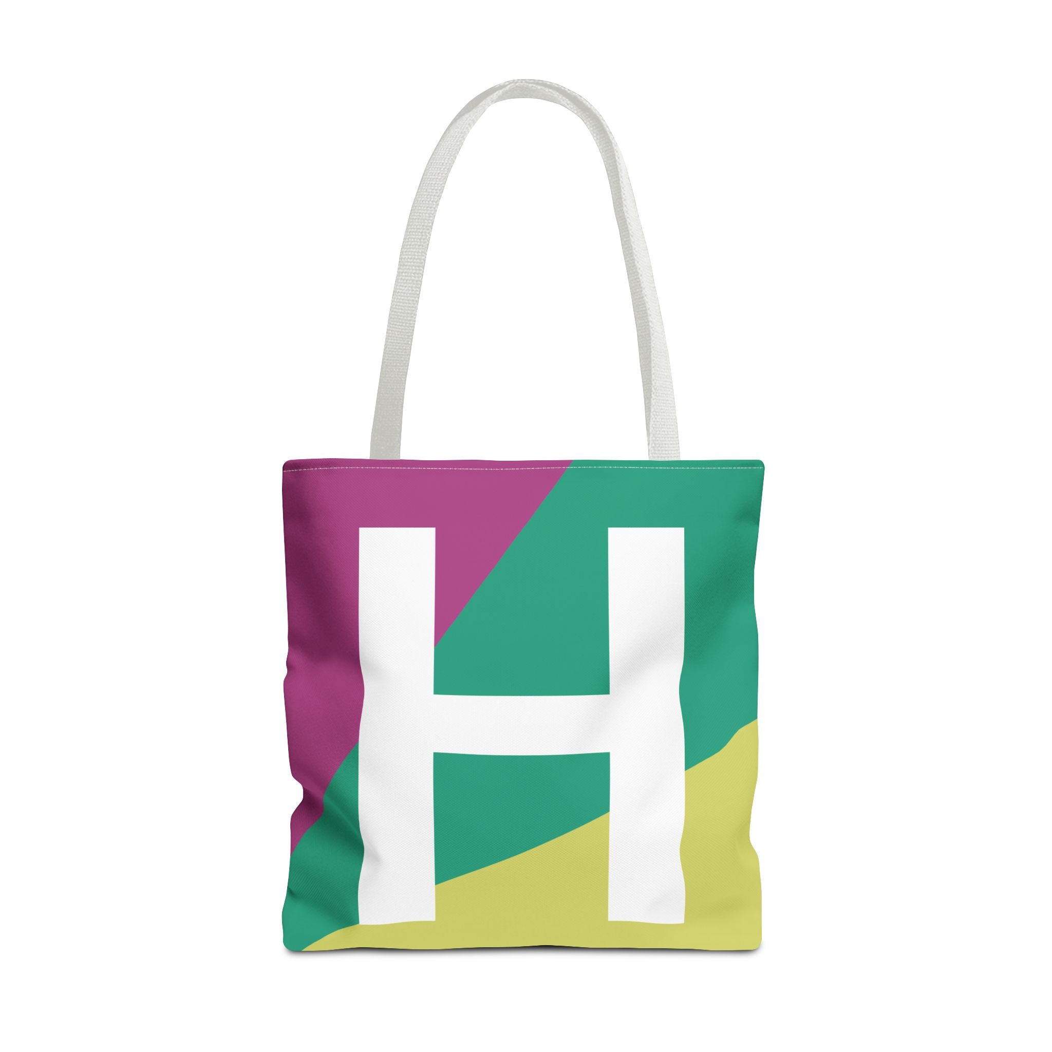 Monogram 'H' Colorblock Tote Bag — Personalized Initial H Shoulder Tote