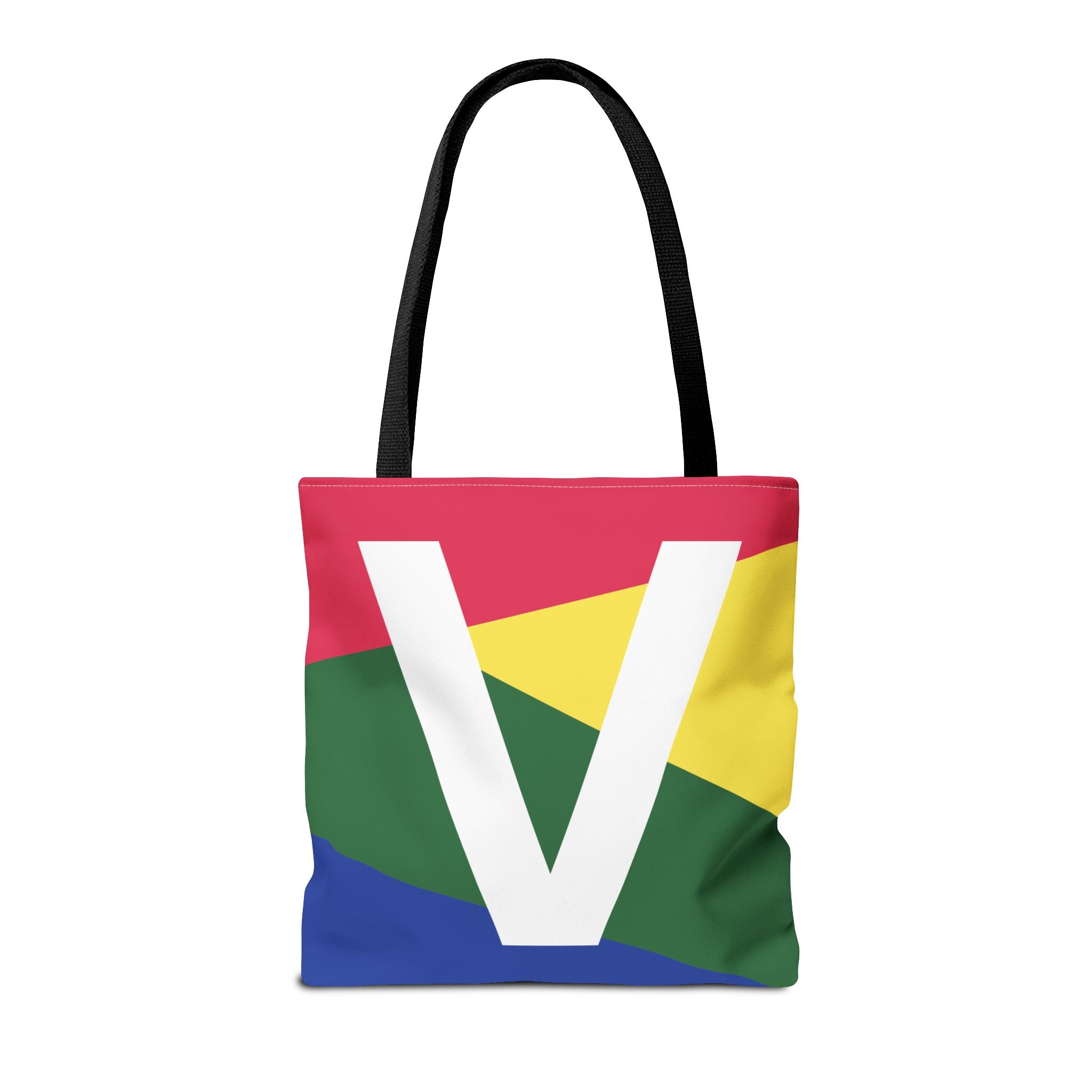Monogram 'V' Colorblock Tote Bag — Personalized Initial V Shoulder Tote