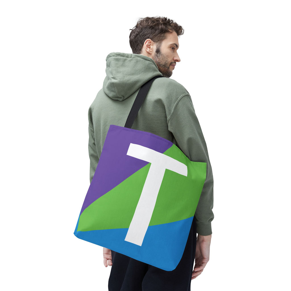Monogram 'T' Colorblock Tote Bag — Personalized Initial T Shoulder Tote