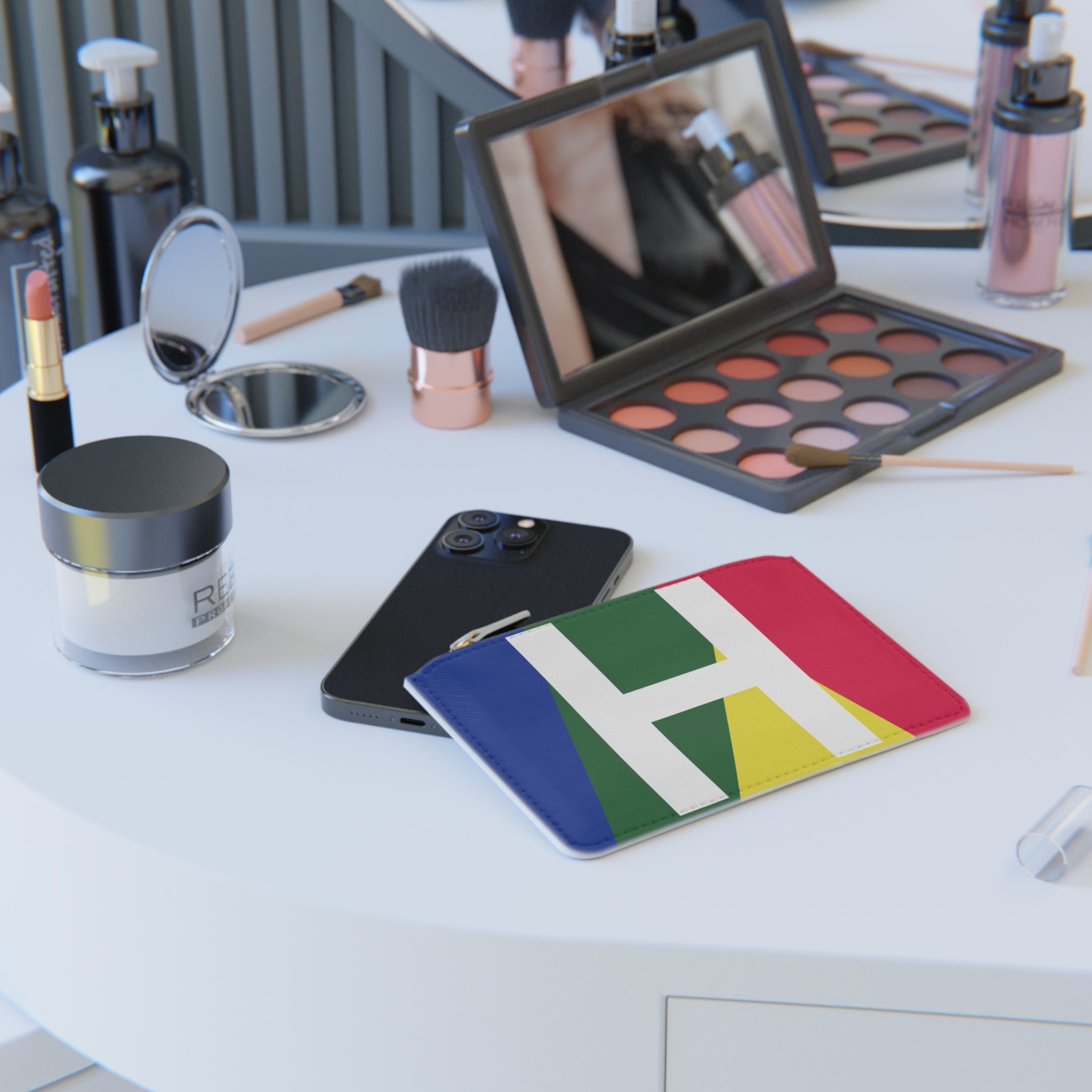 Initial H Mini Clutch — Colorblock Monogram Wristlet Wallet