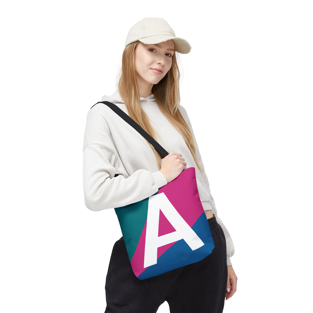 Monogram 'A' Colorblock Tote Bag — Personalized Initial A Shoulder Tote
